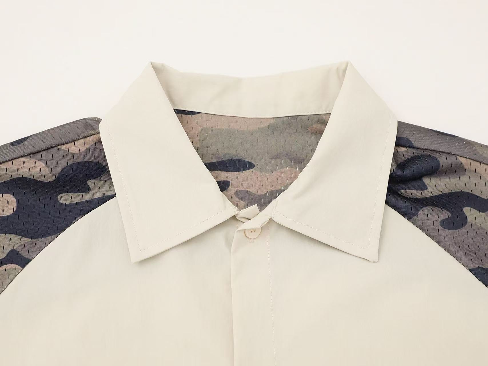 Omirad Camo Panel Shirt | Streetwear Button-Up with Eagle Patch
