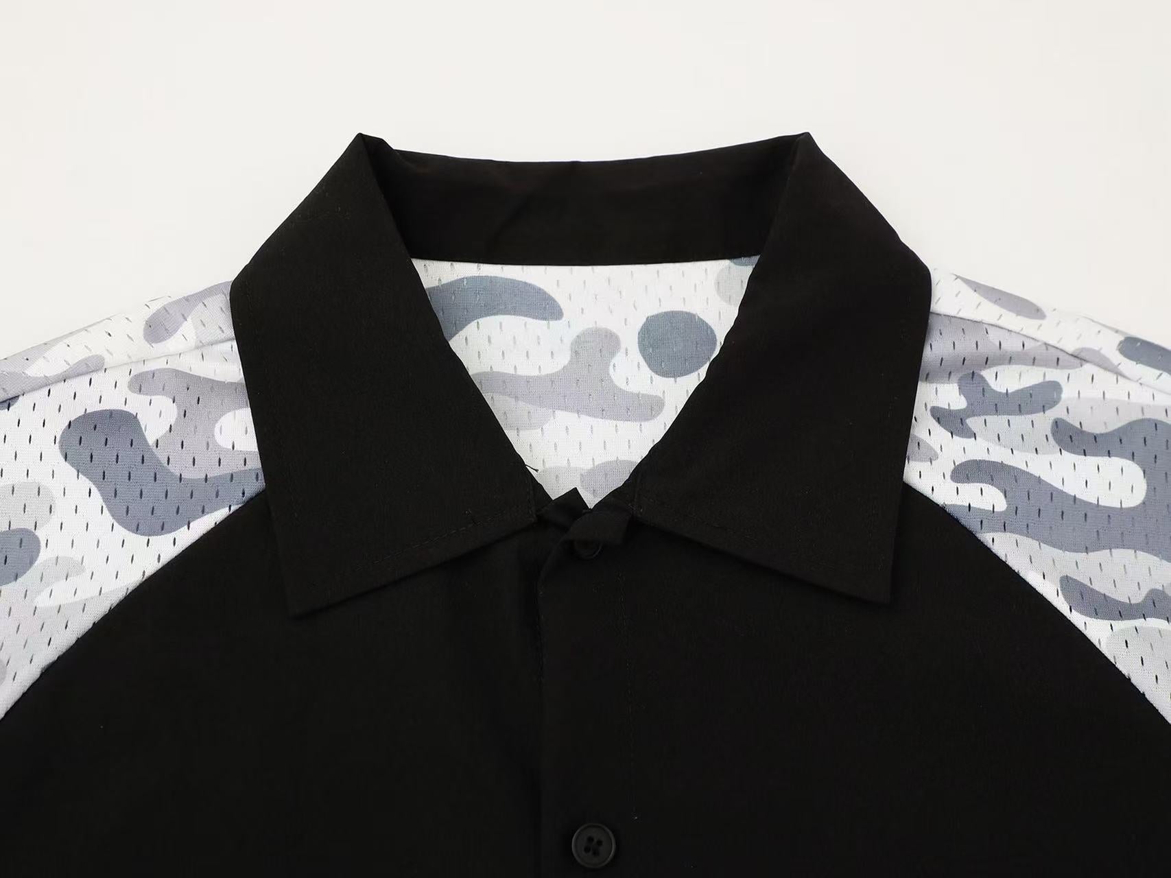 Omirad Camo Panel Shirt | Streetwear Button-Up with Eagle Patch