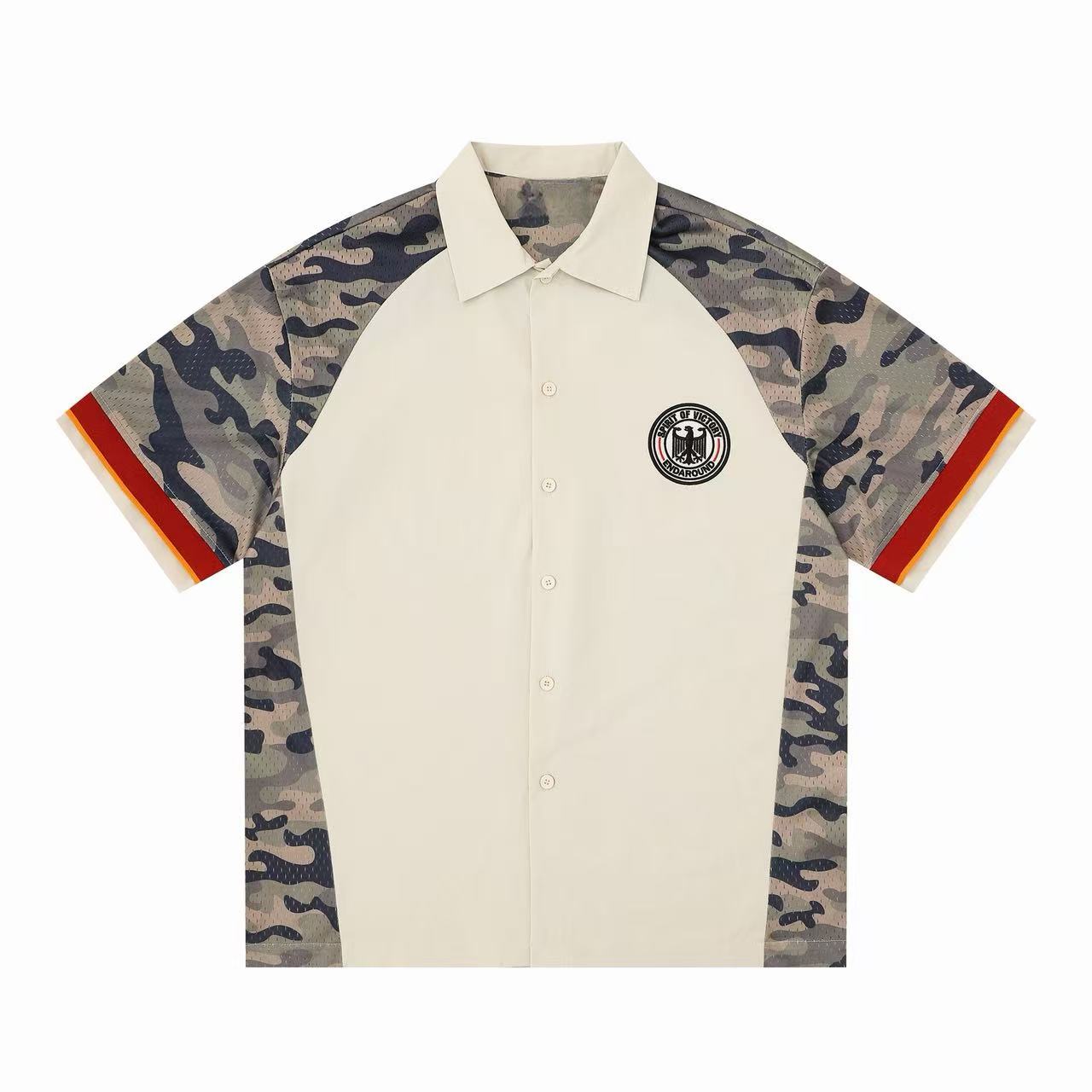 Omirad Camo Panel Shirt | Streetwear Button-Up with Eagle Patch