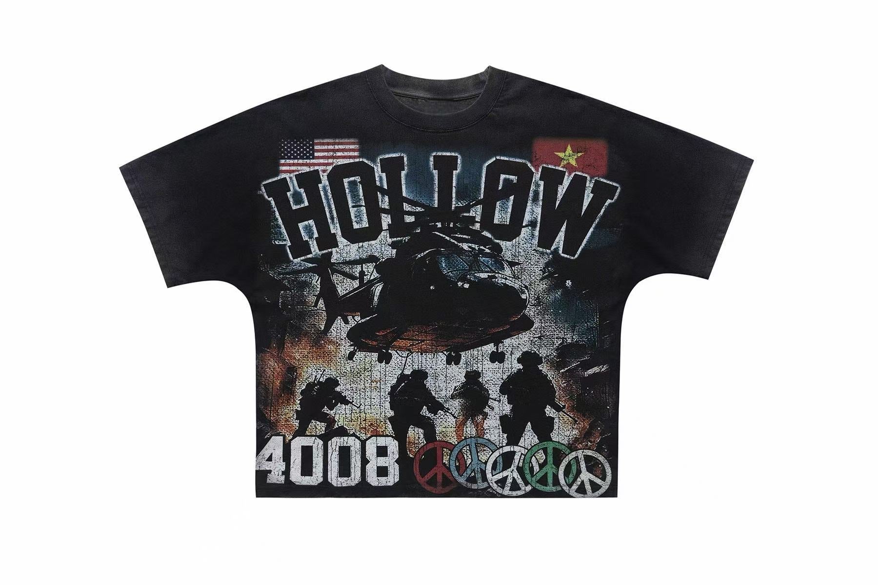 Omirad Hollow 4008 War Graphic Oversized Tee | Vintage Washed