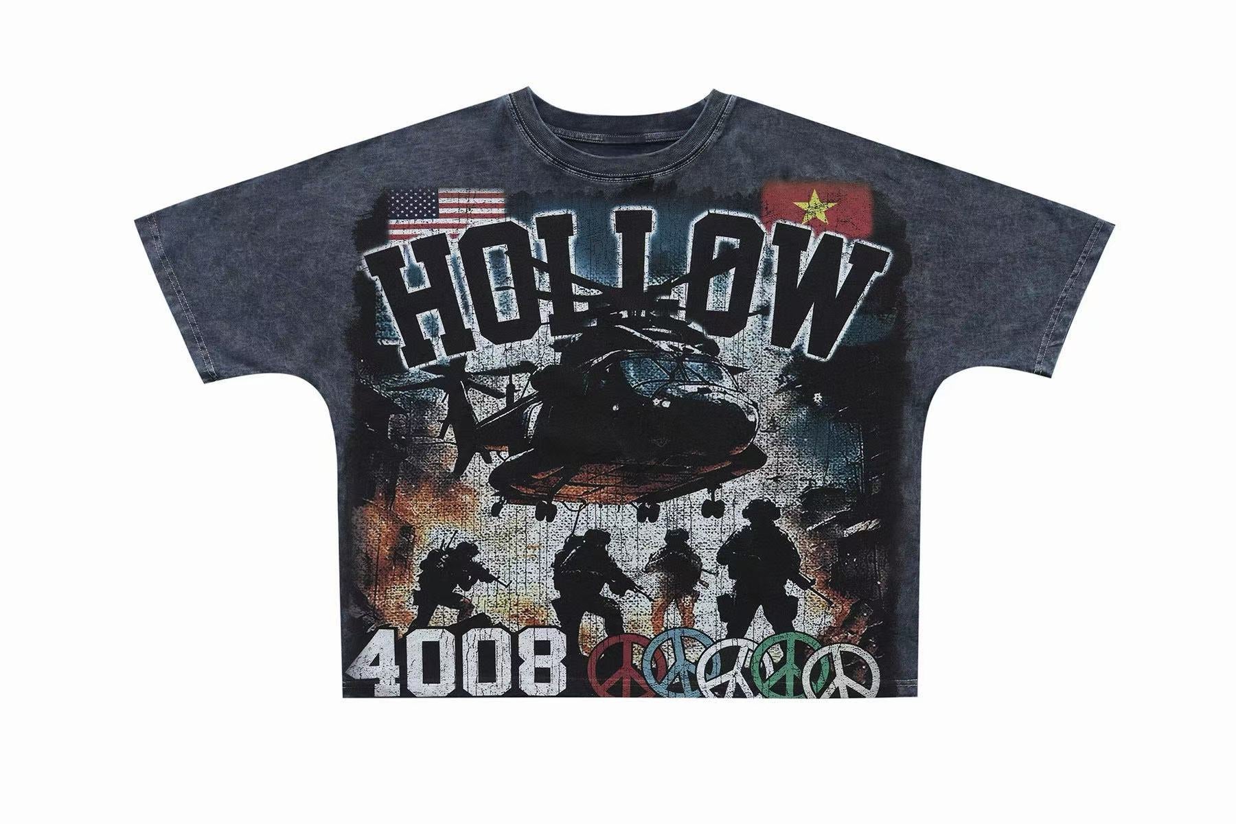 Omirad Hollow 4008 War Graphic Oversized Tee | Vintage Washed