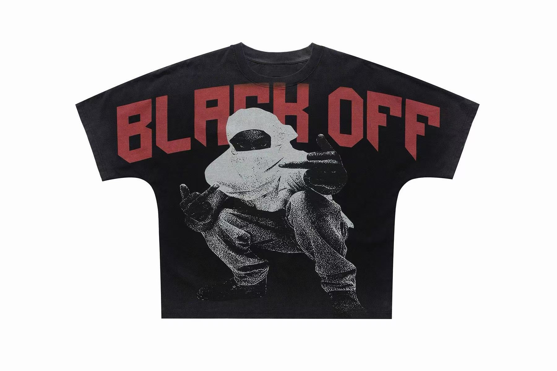 Omirad Black Off Oversized Graphic Tee | Vintage Wash Streetwear
