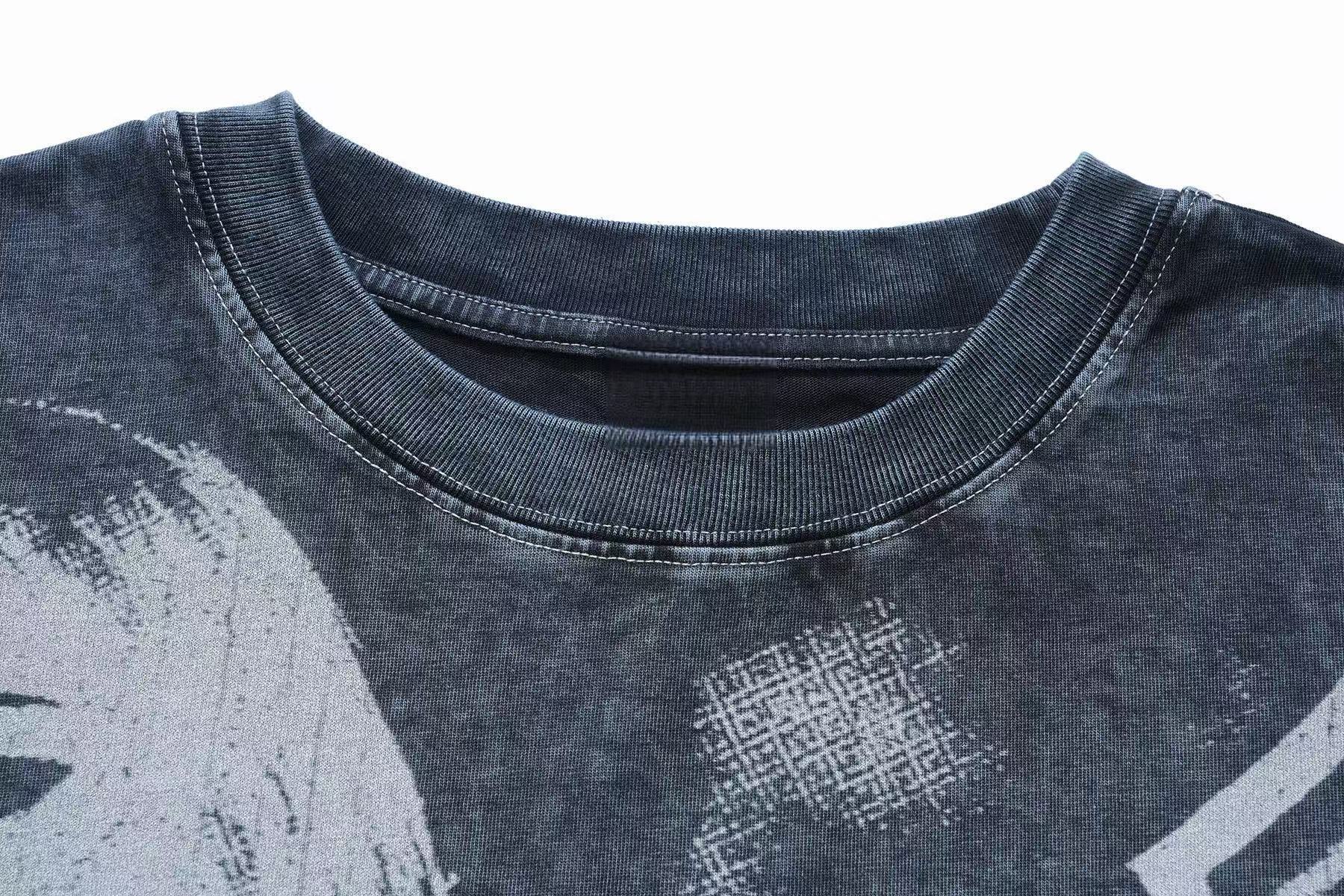 Omirad Silent Icon Vintage Washed Gothic Graphic T-Shirt