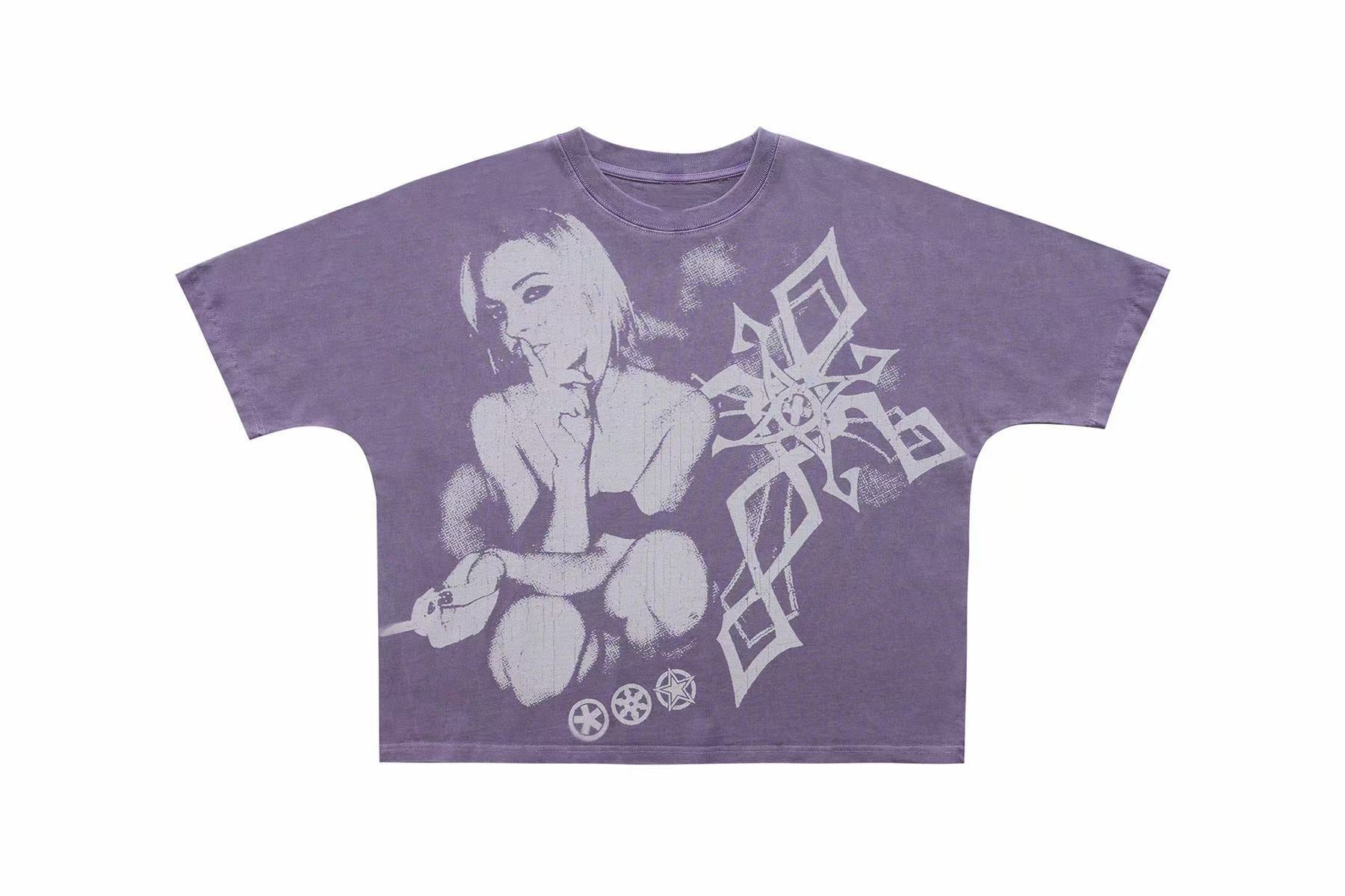 Omirad Silent Icon Vintage Washed Gothic Graphic T-Shirt