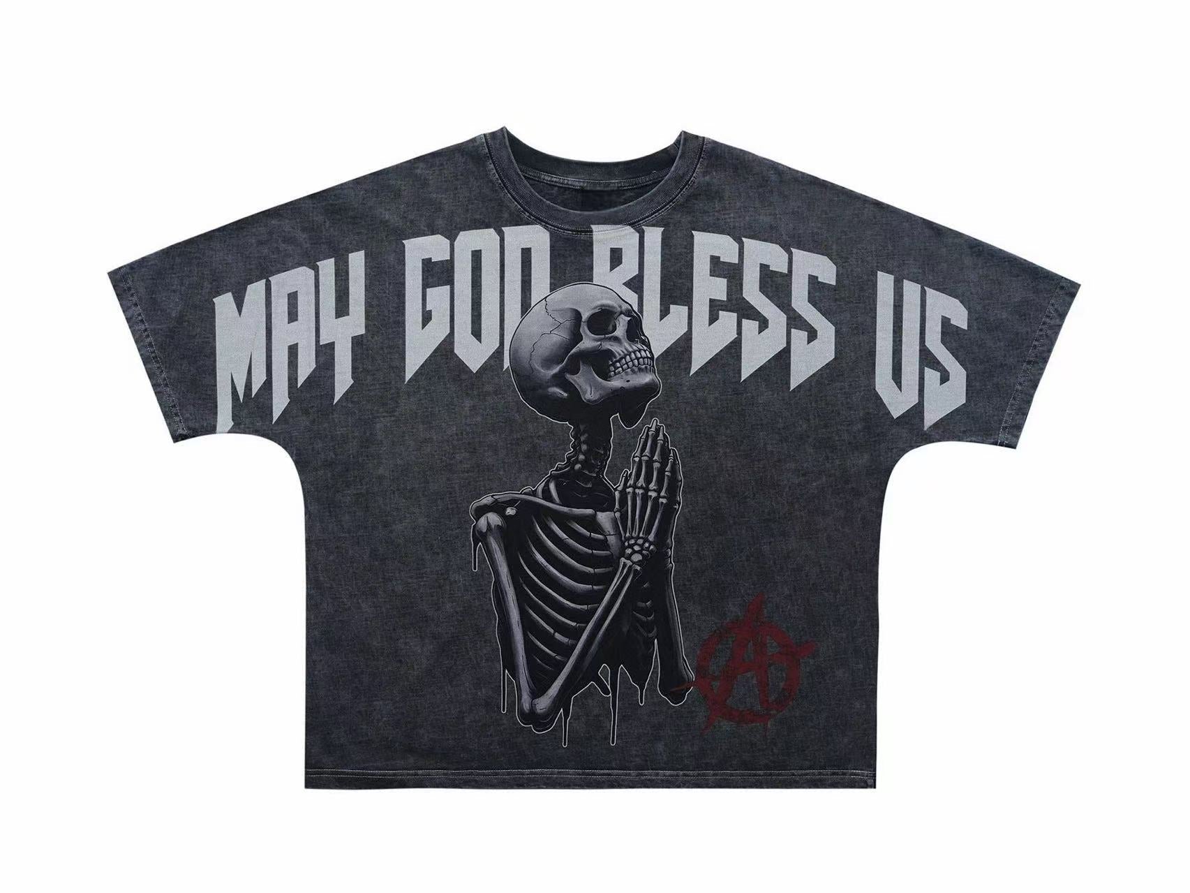 Omirad Blessed Bones Gothic Skeleton Graphic Tee | Oversized Fit