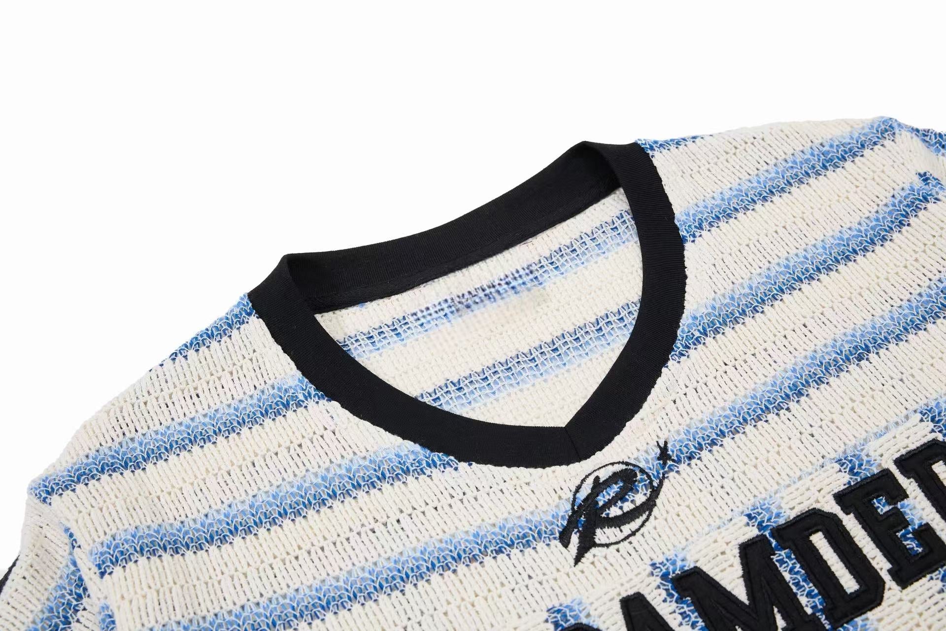 Omirad Varsity Stripe Knit Tee | Collegiate Streetwear