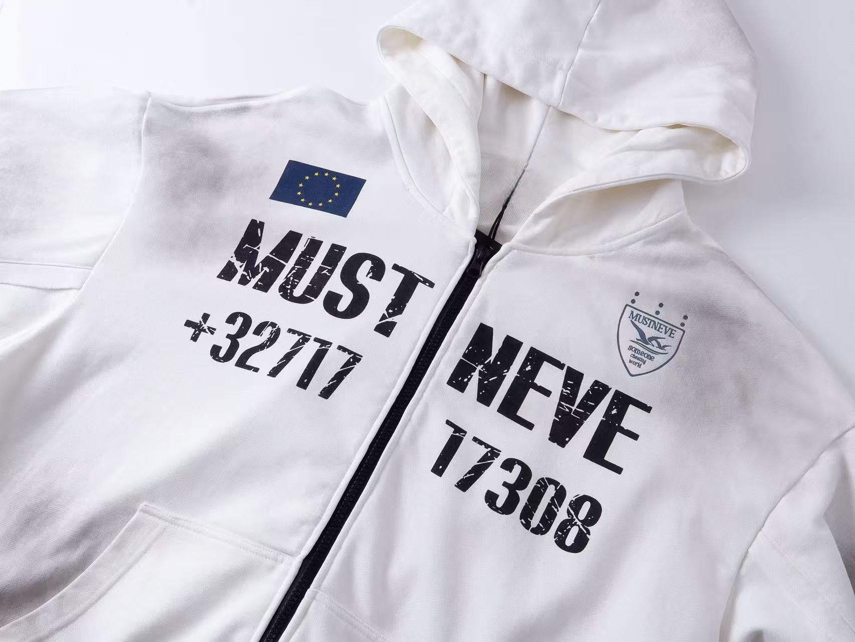 Omirad Distressed Sport Zip Hoodie | Bold Graphic Streetwear