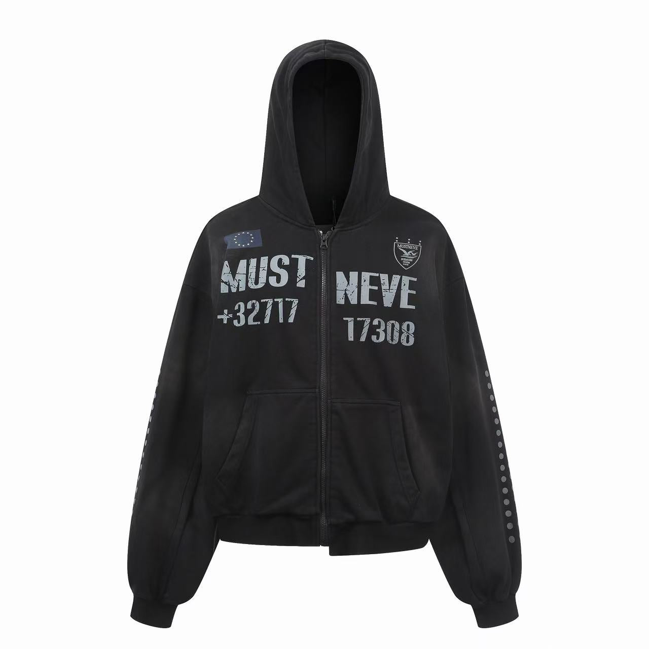 Omirad Distressed Sport Zip Hoodie | Bold Graphic Streetwear