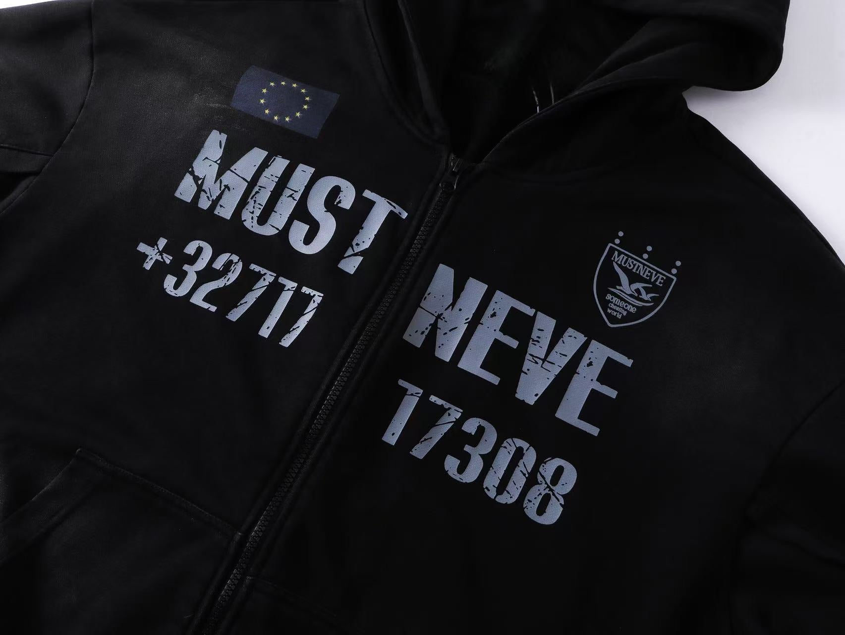 Omirad Distressed Sport Zip Hoodie | Bold Graphic Streetwear