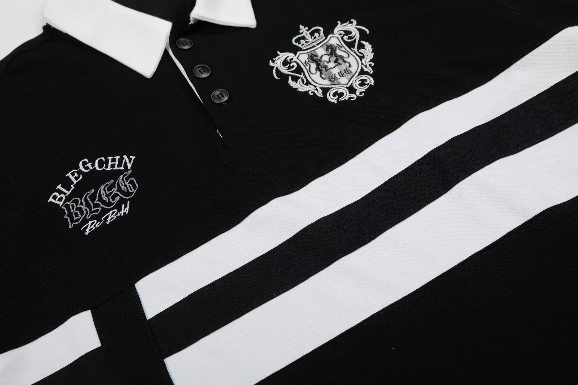 Men's Classic Stripe Crest Embroidered Polo Shirt | Omirad