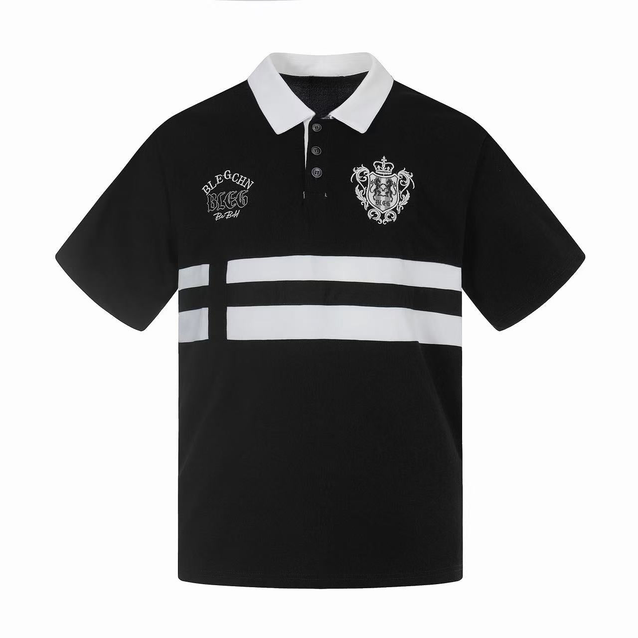Men's Classic Stripe Crest Embroidered Polo Shirt | Omirad