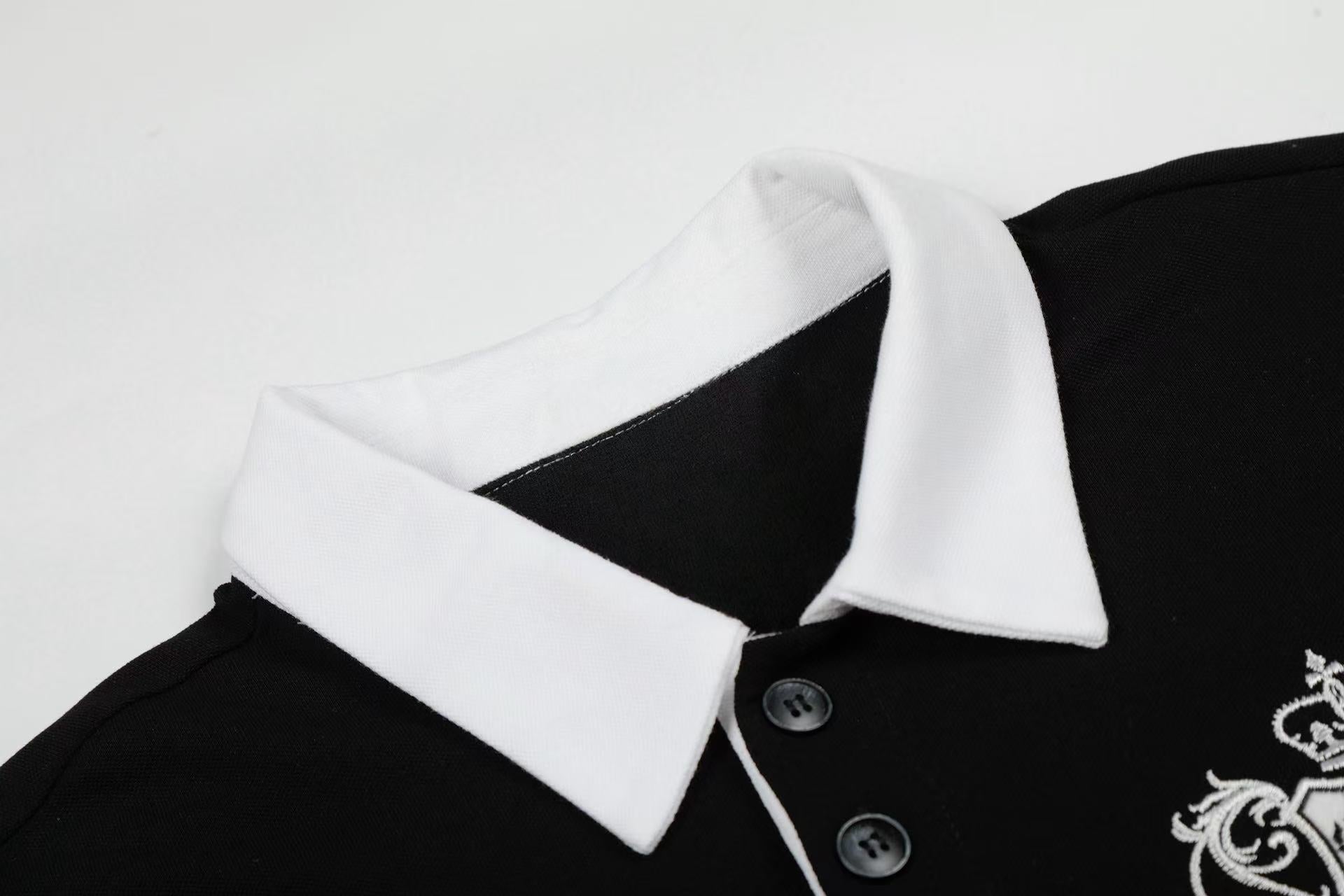 Men's Classic Stripe Crest Embroidered Polo Shirt | Omirad