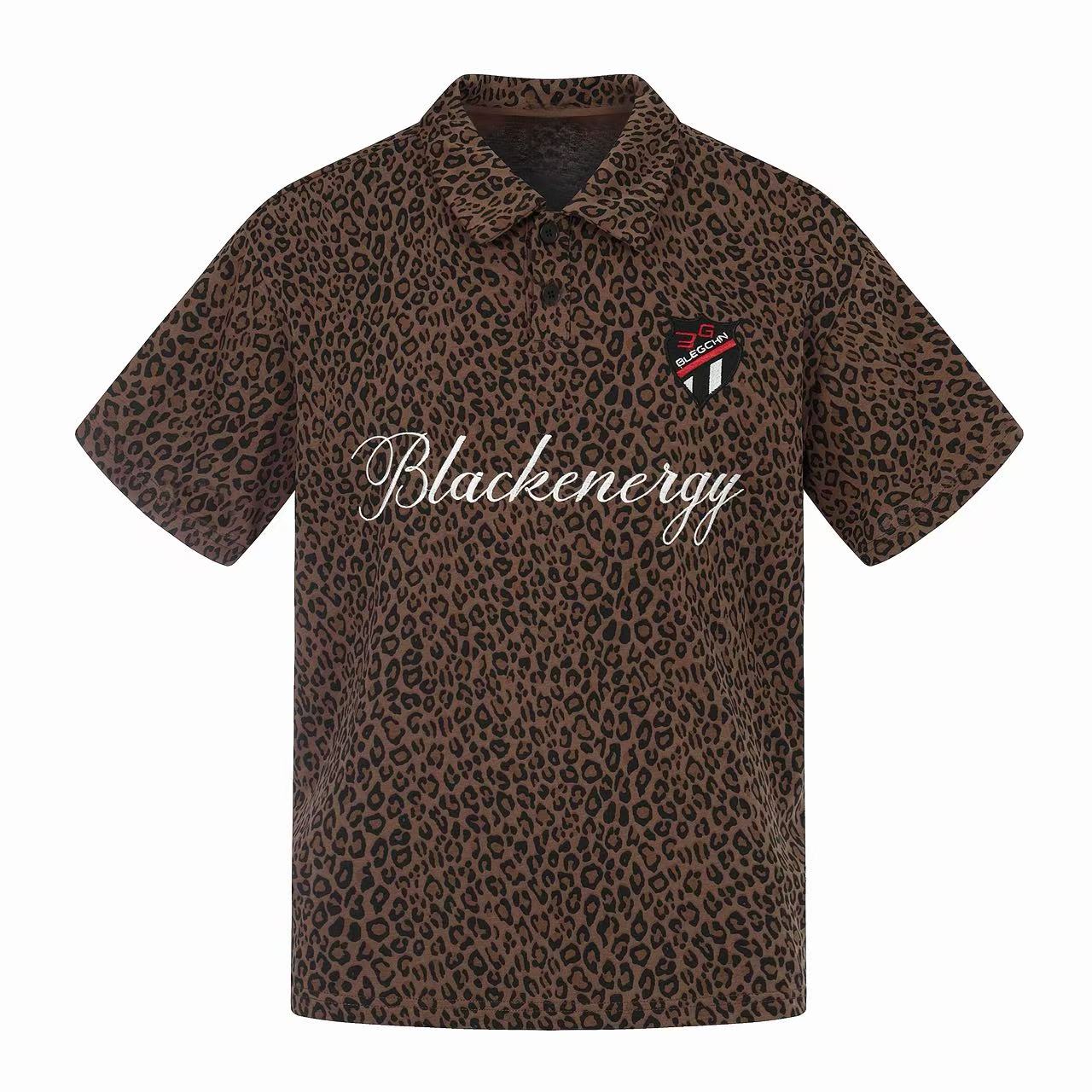 Omirad Leopard Print Script Polo Tee | Streetwear Polo Shirt