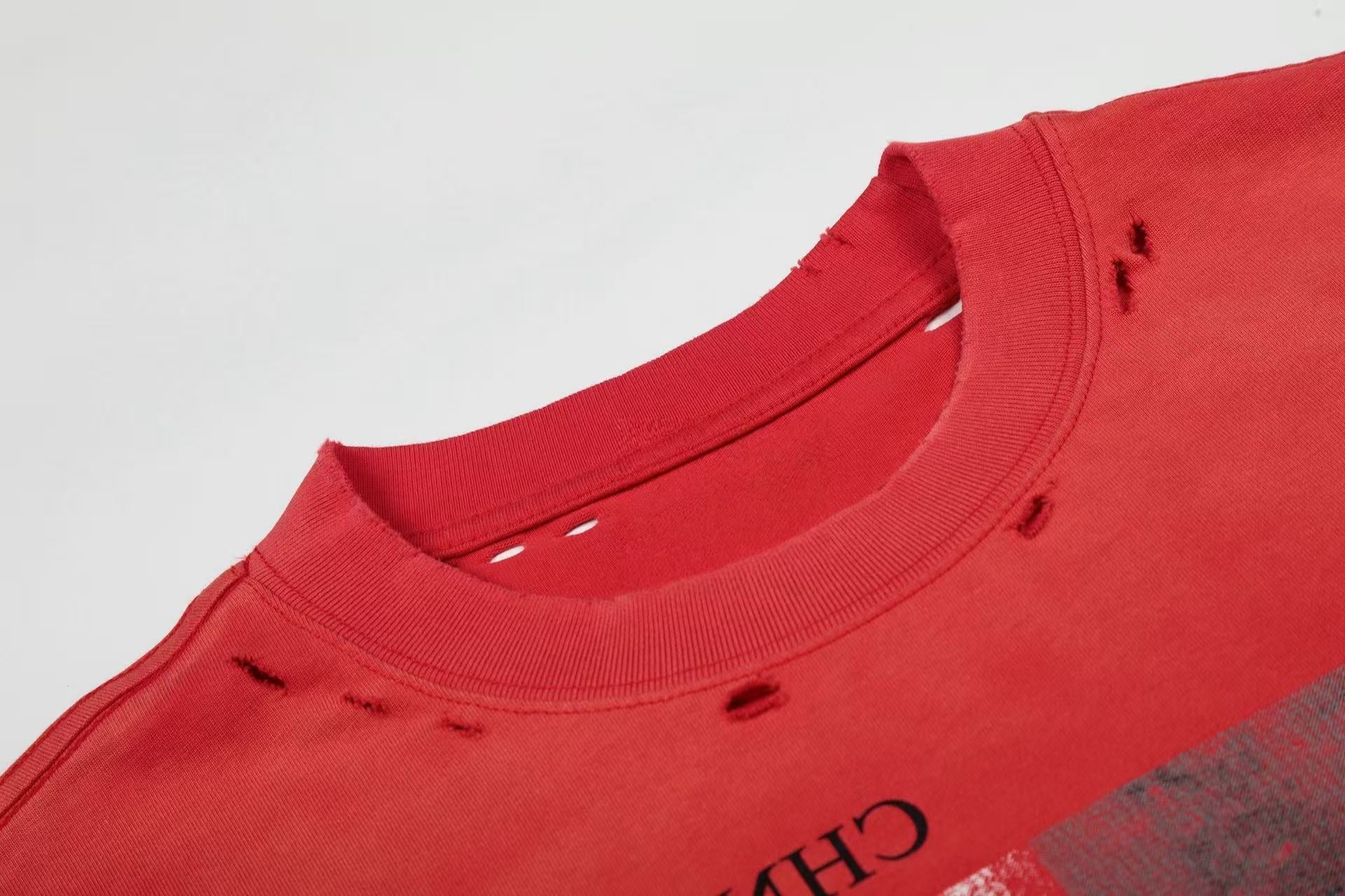 Omirad Vintage Distressed Red Graphic Tee | Streetwear
