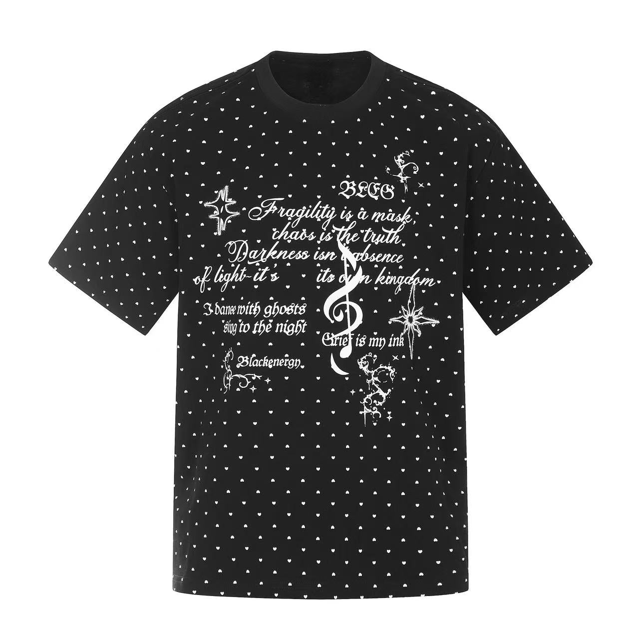 Allover Micro-Print Script Graphic Tee | Relaxed Streetwear
