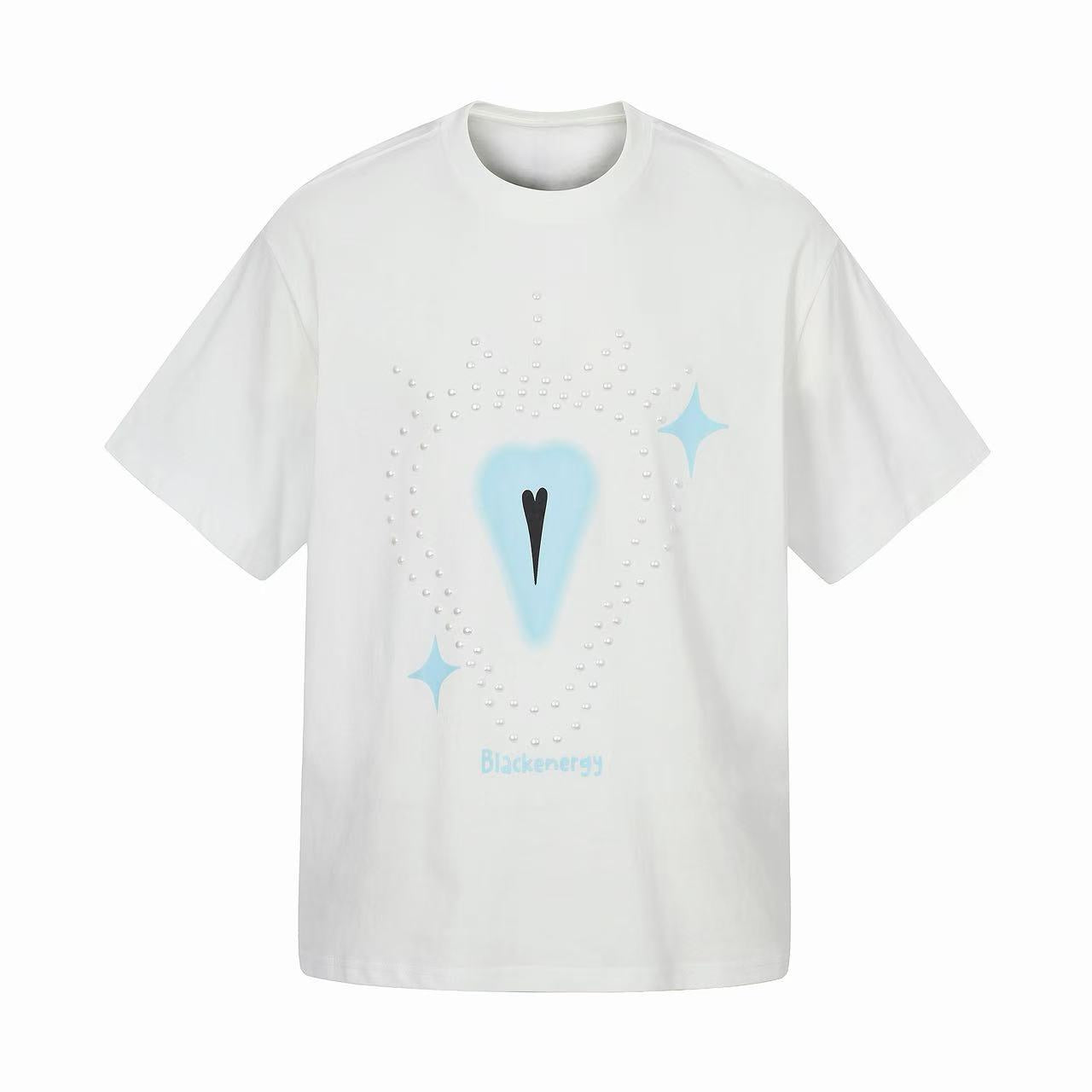 Omirad Crystal Heart Graphic Tee | Rhinestone Dot Print