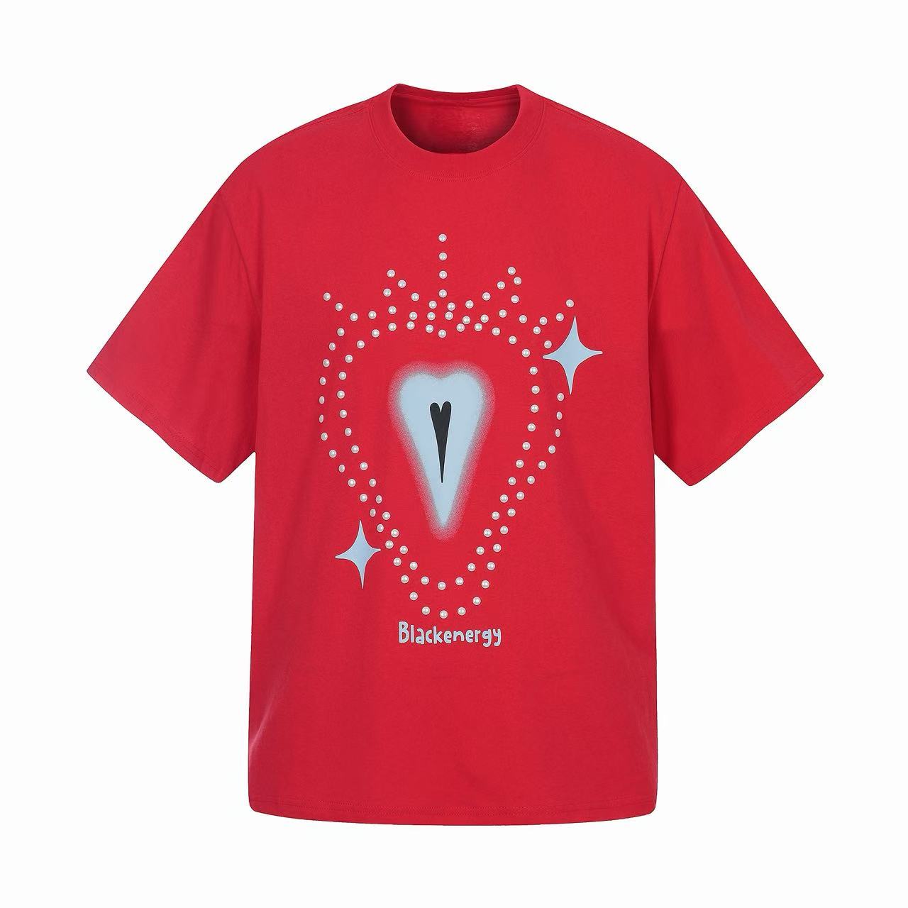 Omirad Crystal Heart Graphic Tee | Rhinestone Dot Print