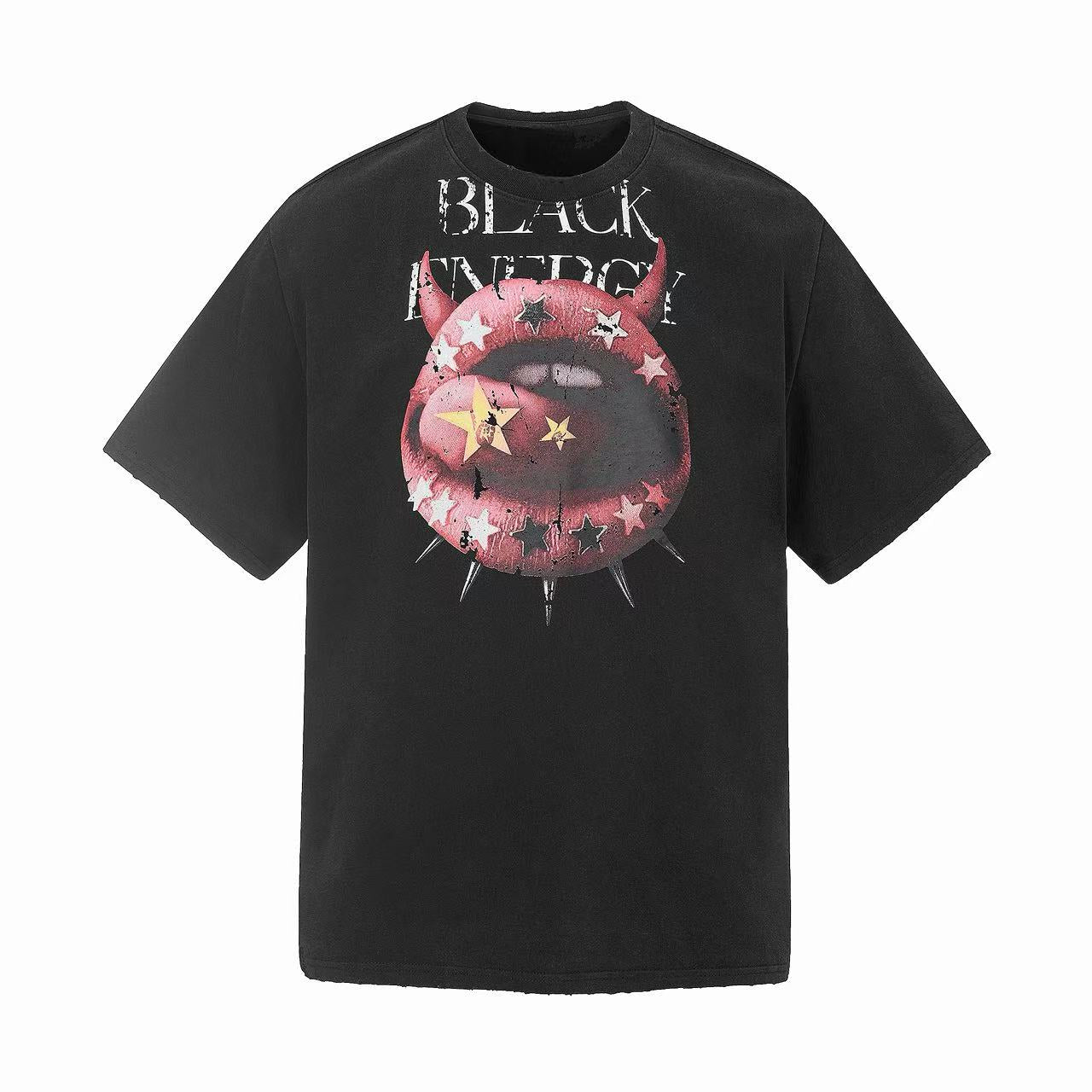 Omirad Black Energy Devil Lip Graphic Tee | Punk Streetwear