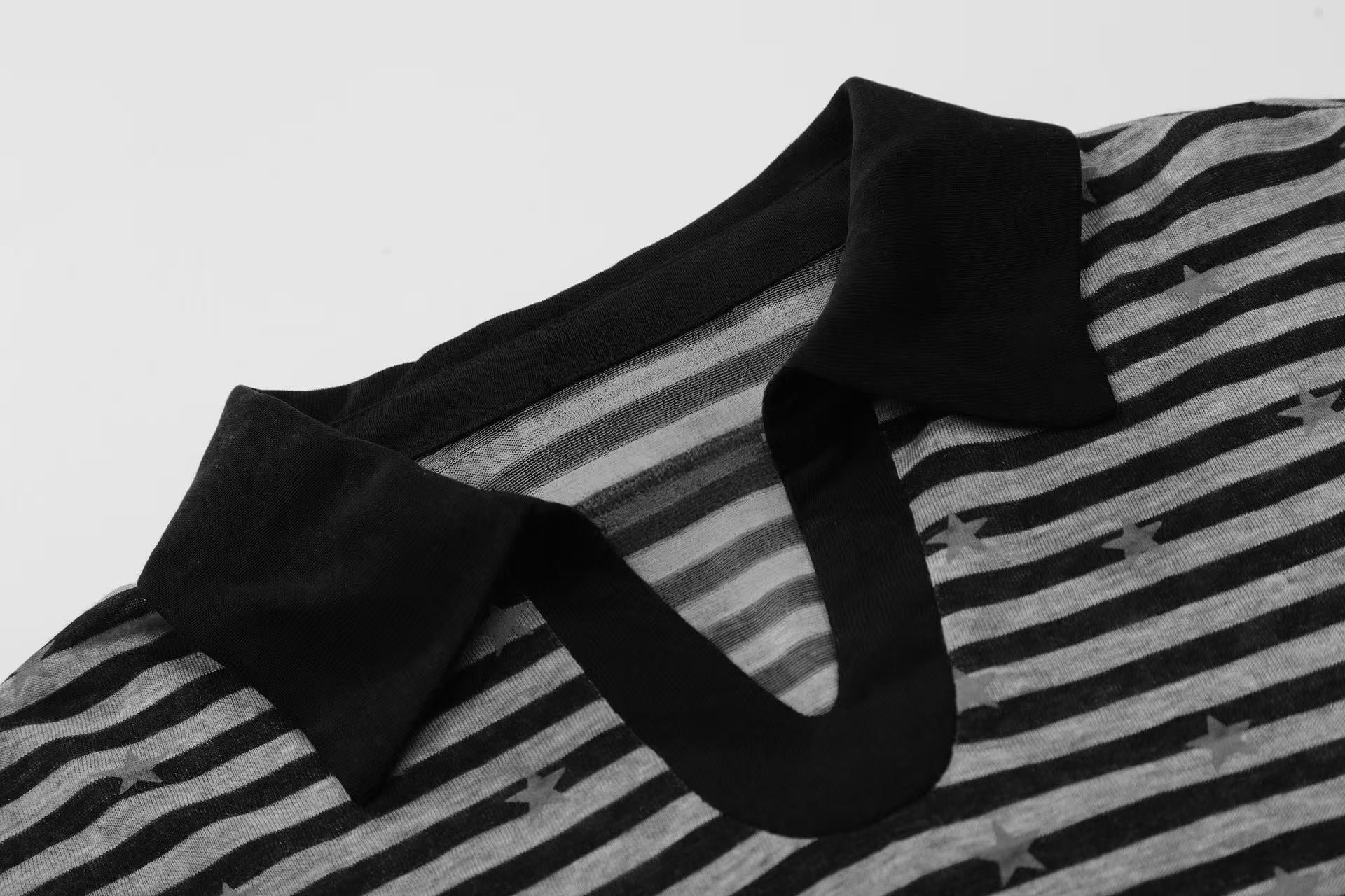 Omirad Star Stripe Long Sleeve Polo | Streetwear Polo Shirt