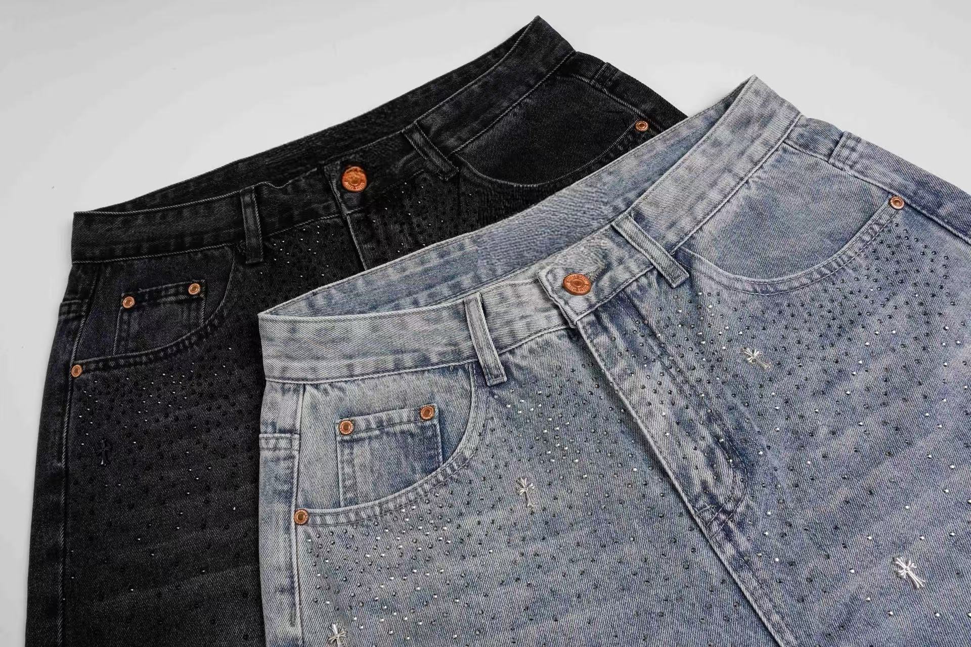 Stardust Wide-Leg Jeans | Rhinestone Washed Denim
