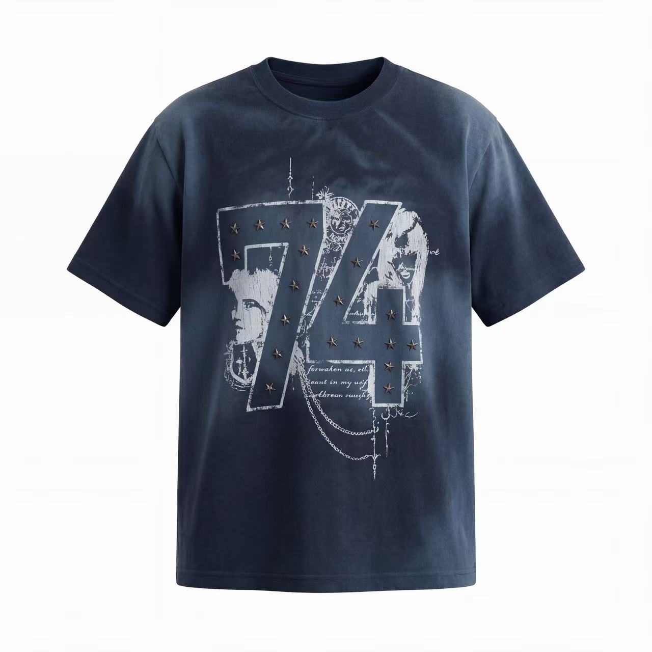Omirad 74 Star Distressed Graphic Tee | Vintage Wash Streetwear