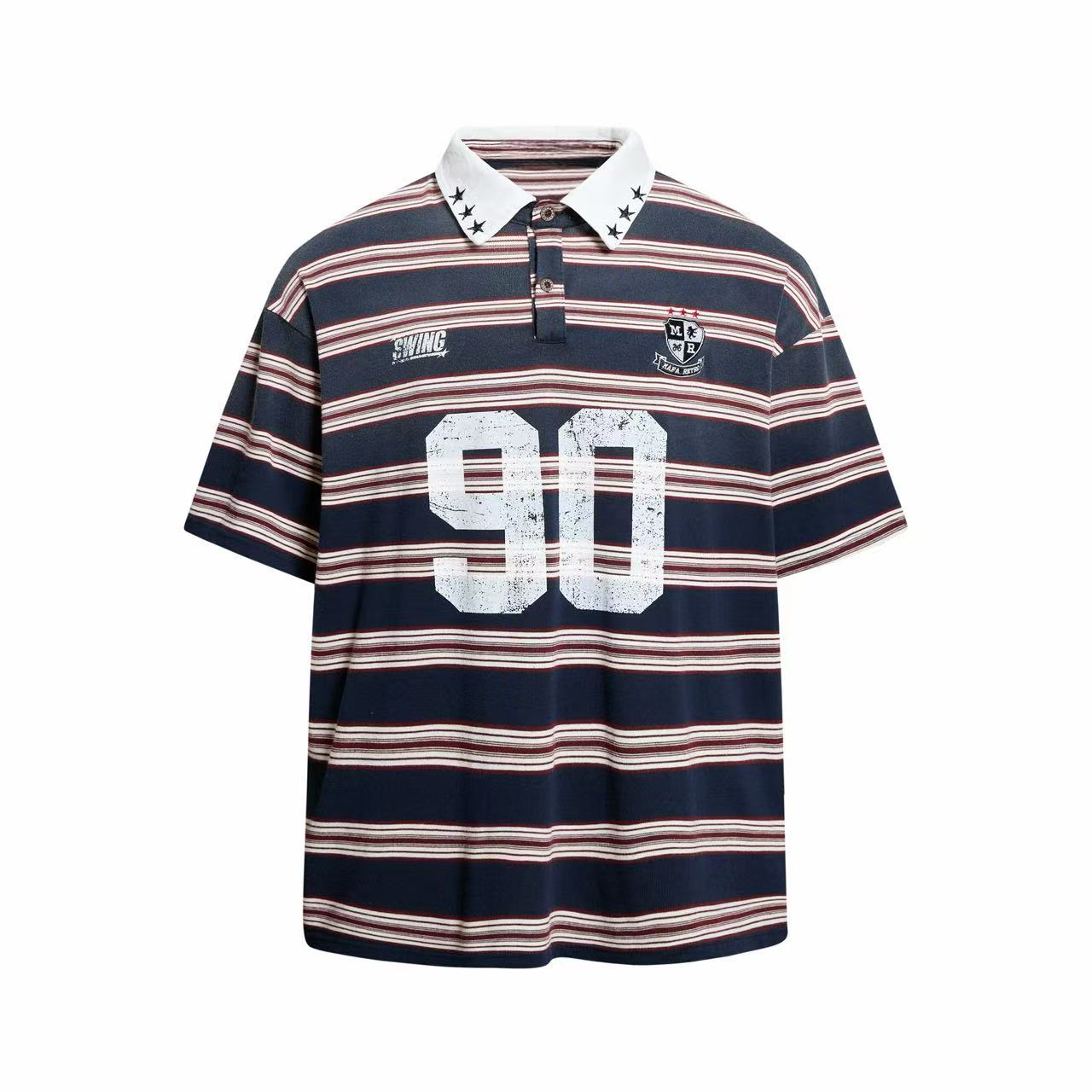 Vintage Stripe Rugby Polo Shirt | Retro 90 Graphic | Omirad