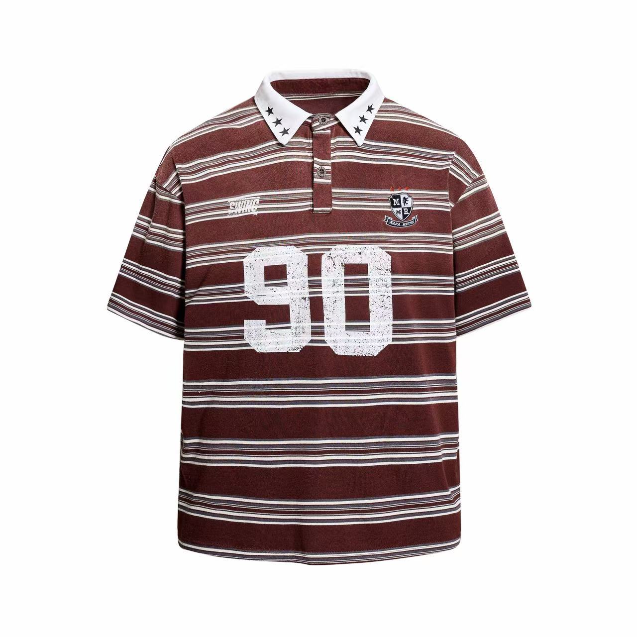 Vintage Stripe Rugby Polo Shirt | Retro 90 Graphic | Omirad