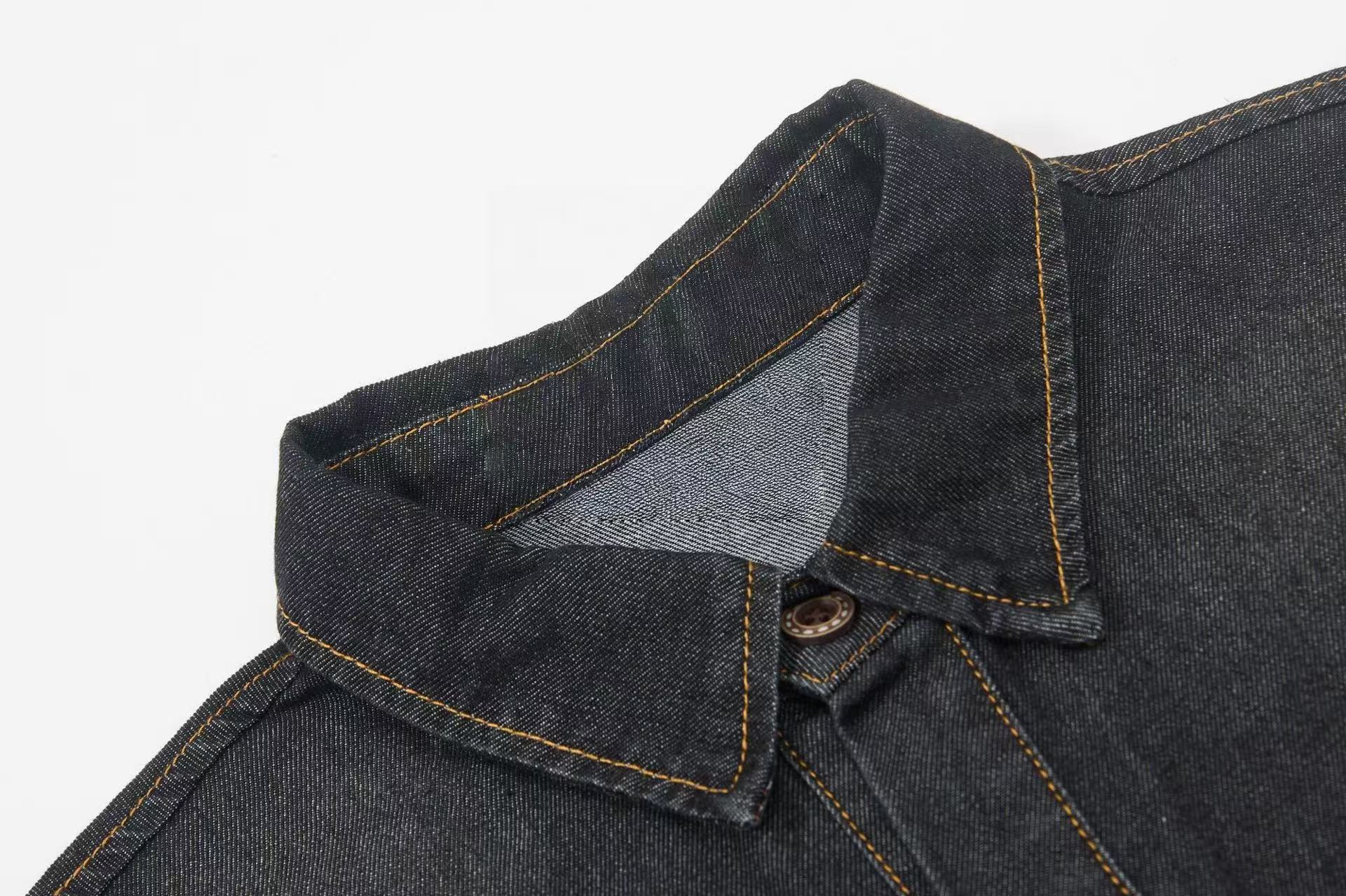 Mafaero Rhinestone Cross Denim Shirt | Streetwear Button-Up