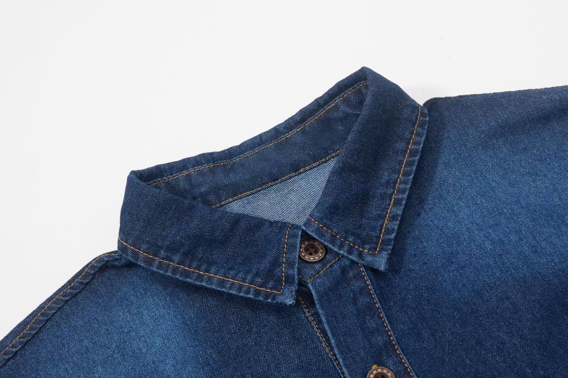 Mafaero Rhinestone Cross Denim Shirt | Streetwear Button-Up