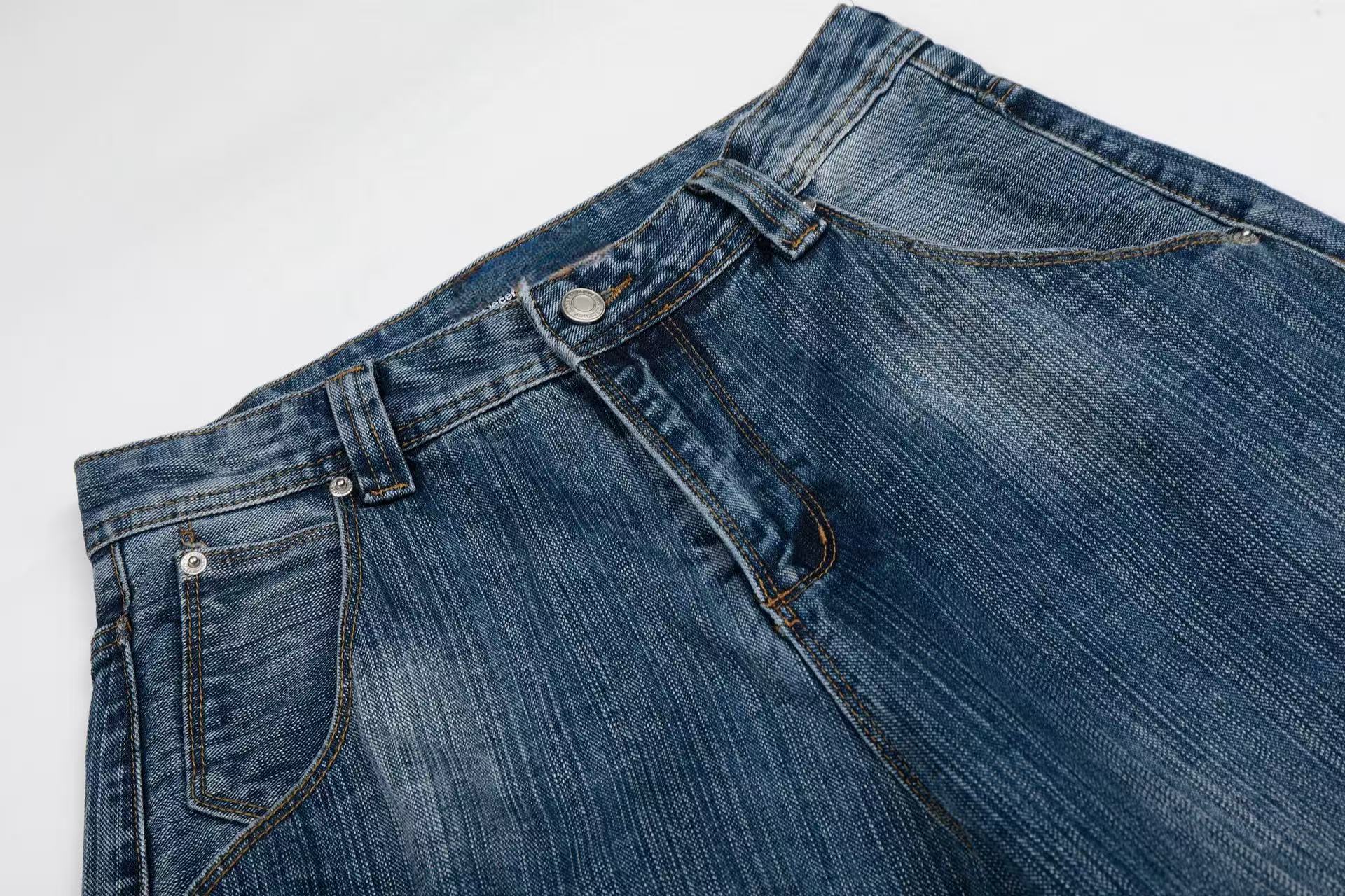 Vintage Grain Wide-Leg Denim Jeans | Streetwear Fit