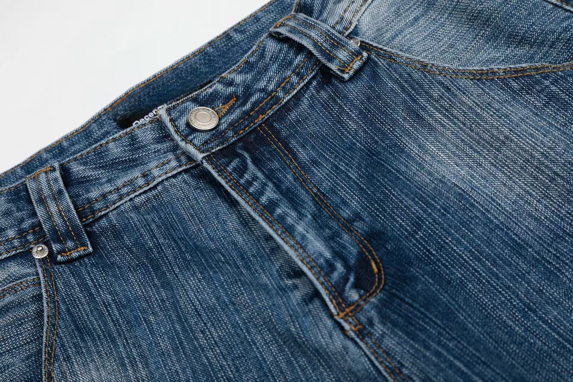 Vintage Grain Wide-Leg Denim Jeans | Streetwear Fit