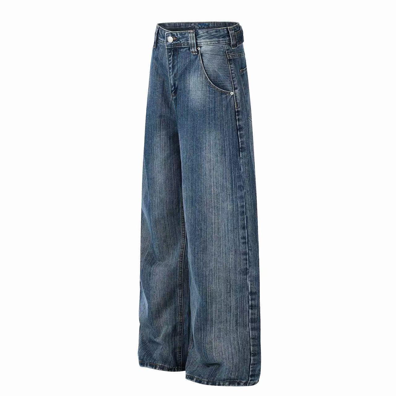 Vintage Grain Wide-Leg Denim Jeans | Streetwear Fit