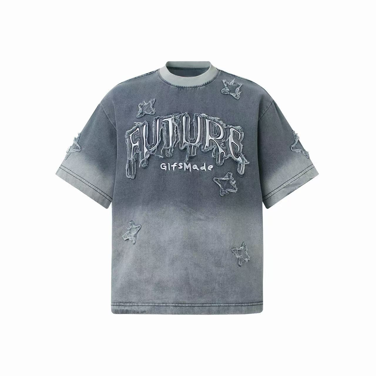 Distressed Star Patch Graphic T-Shirt | Vintage Washed Streetwear