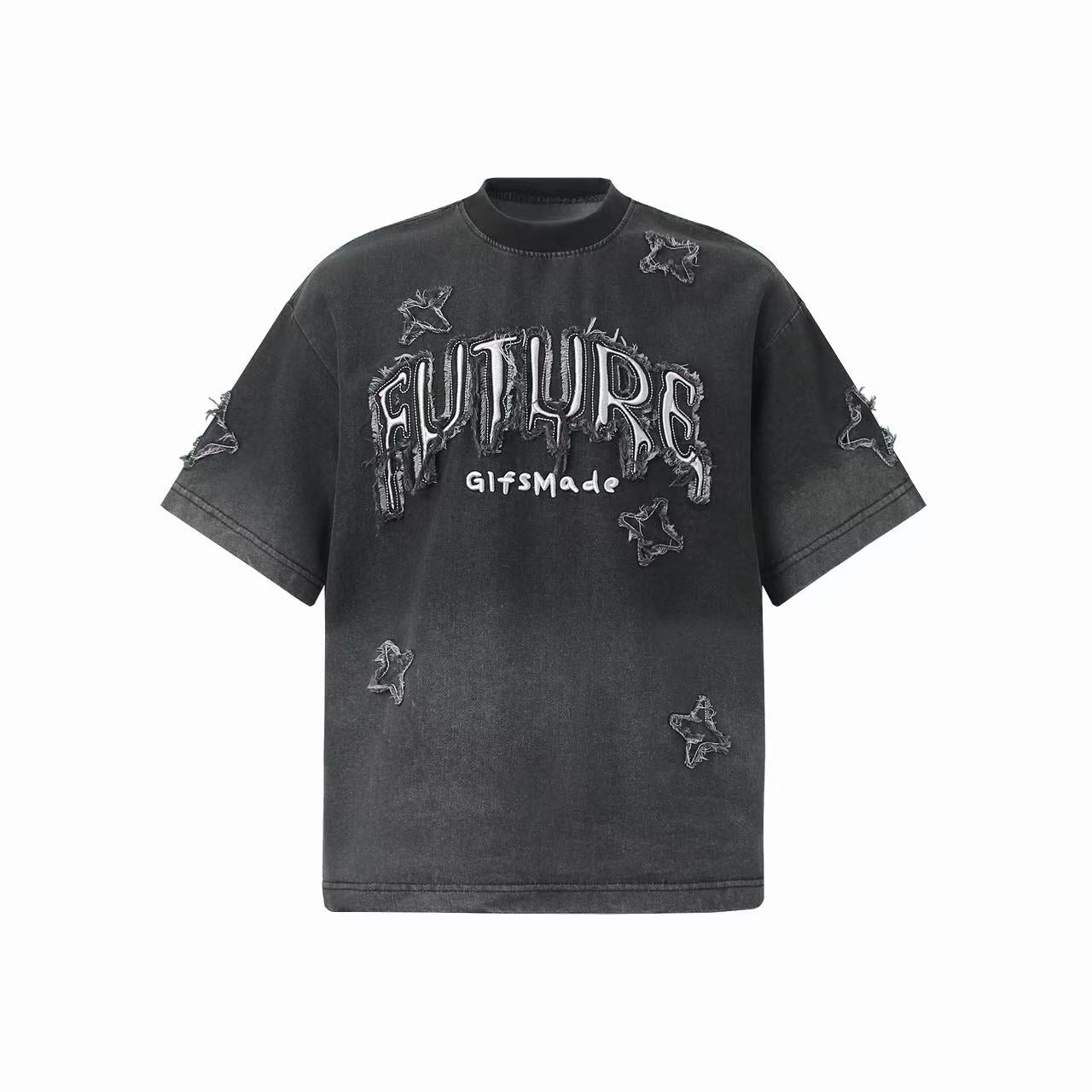 Distressed Star Patch Graphic T-Shirt | Vintage Washed Streetwear