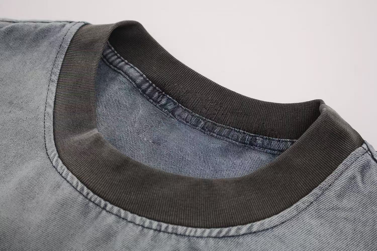 Vintage Washed Distressed Embroidery Graphic T-Shirt