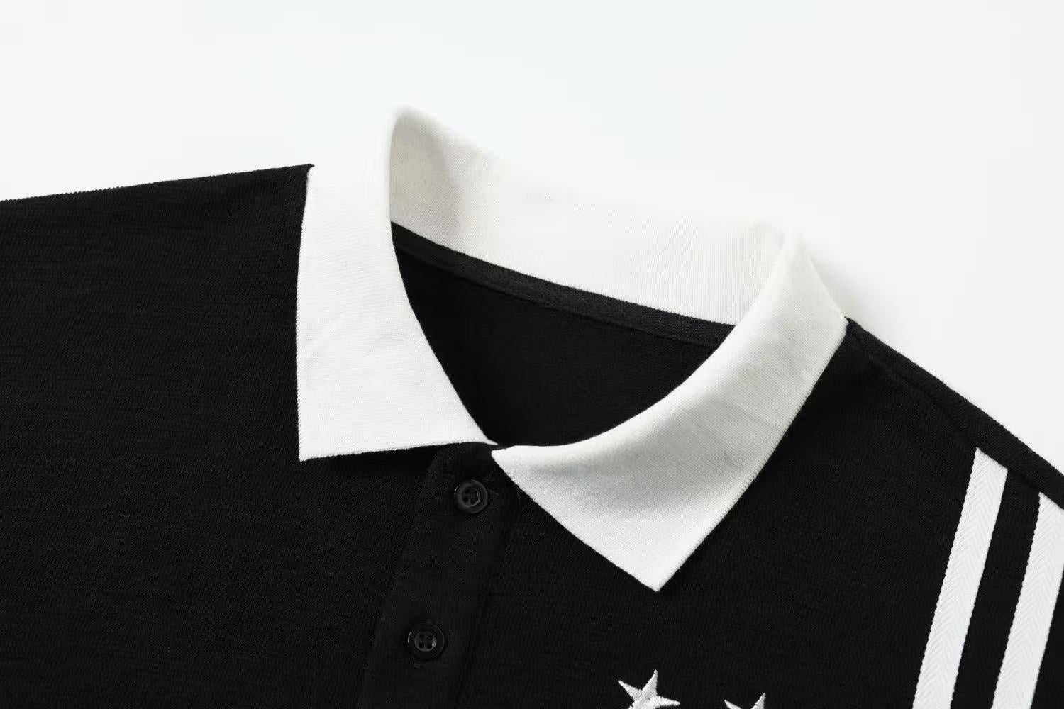 Omirad Script Stripe Polo Tee | Black Streetwear Polo Shirt