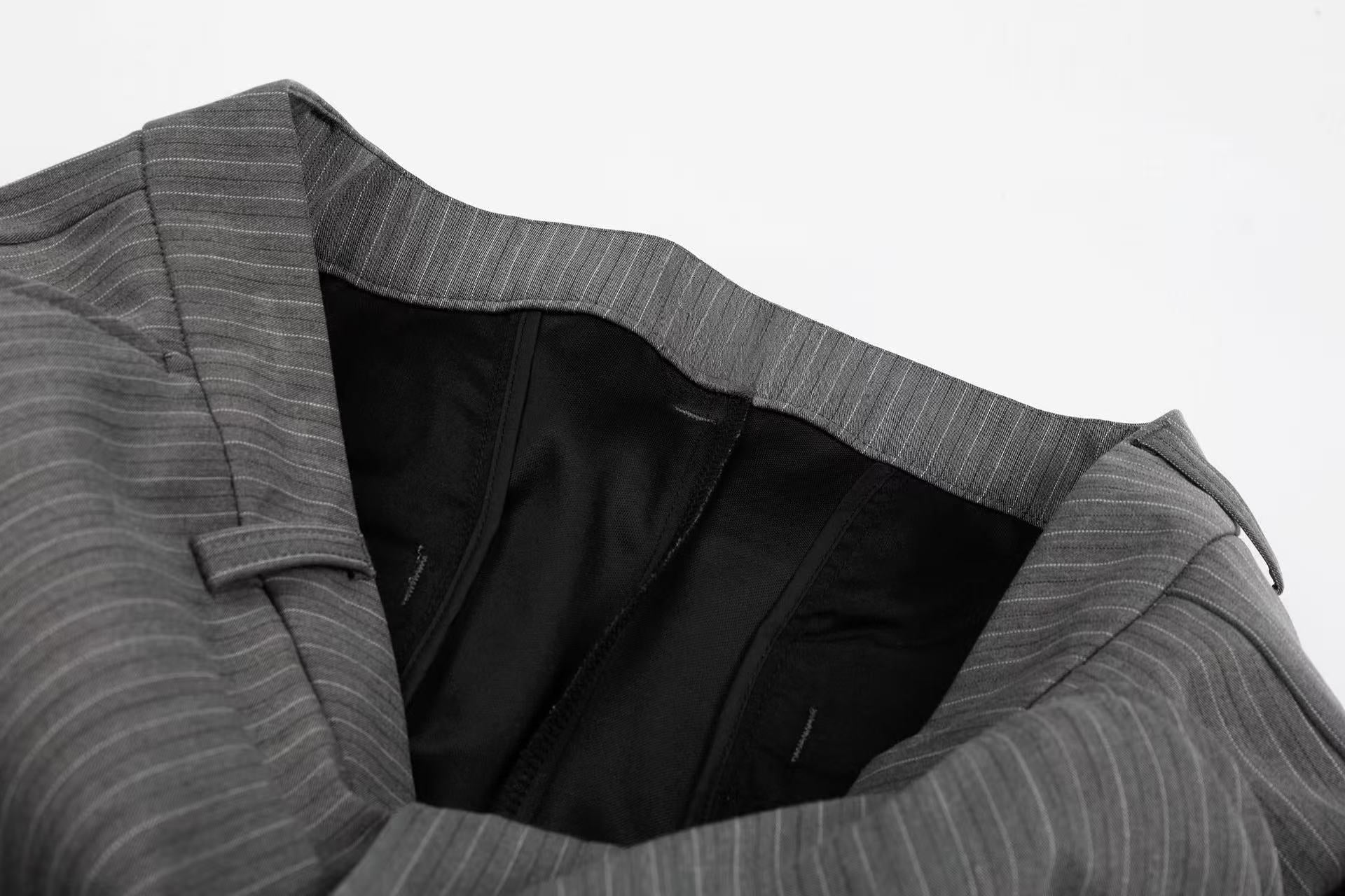 Pinstripe Wide-Leg Pants with Music Staff Graphic | Omirad