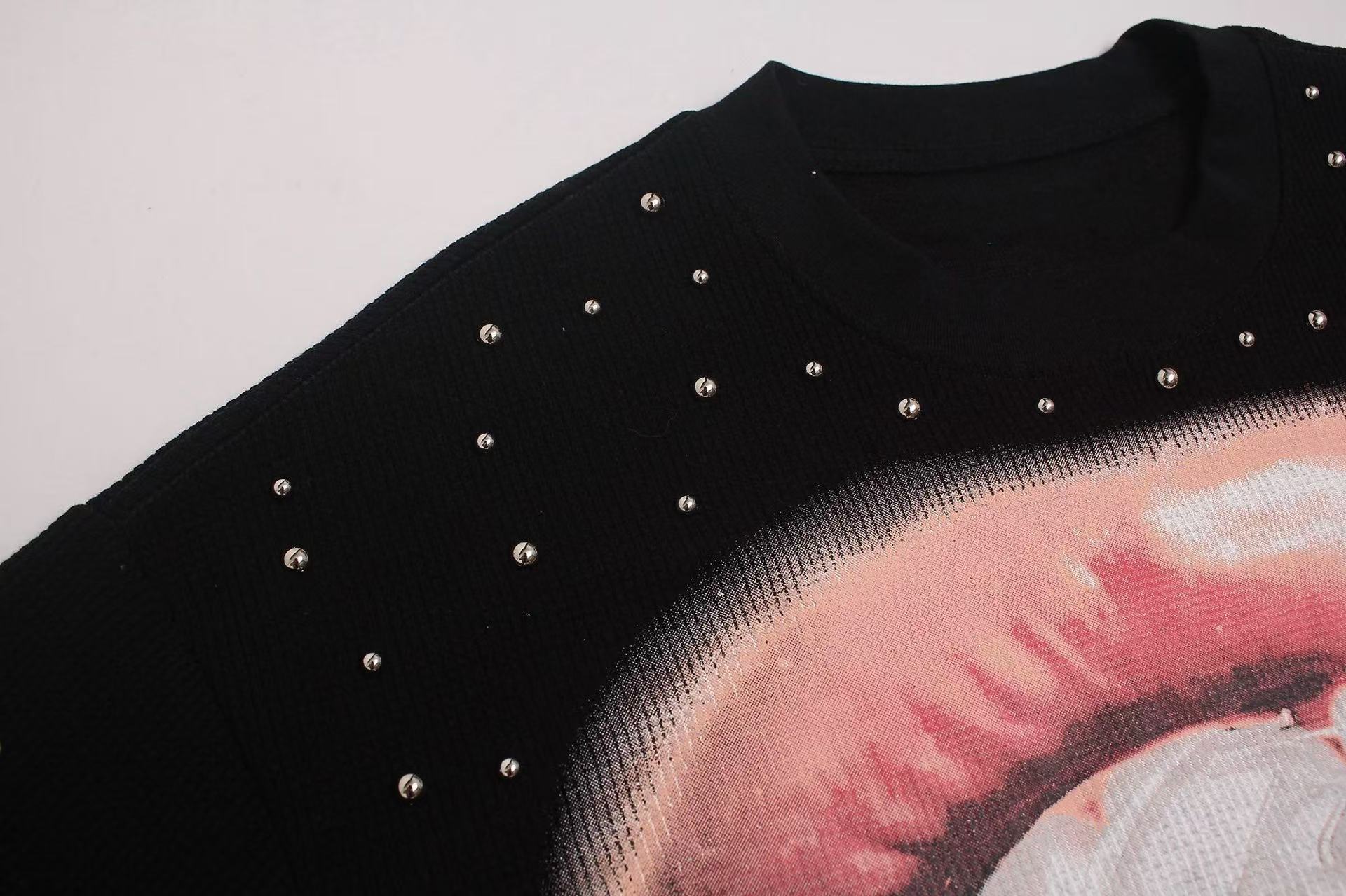 Omirad Rhinestone Lip Graphic Oversized T-Shirt | Y2K Streetwear