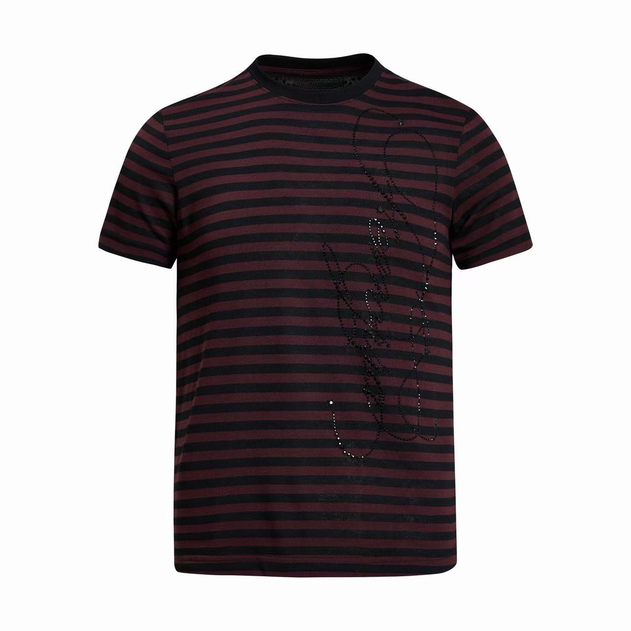 Omirad Rhinestone Stripe Tee | Gothic Script Streetwear