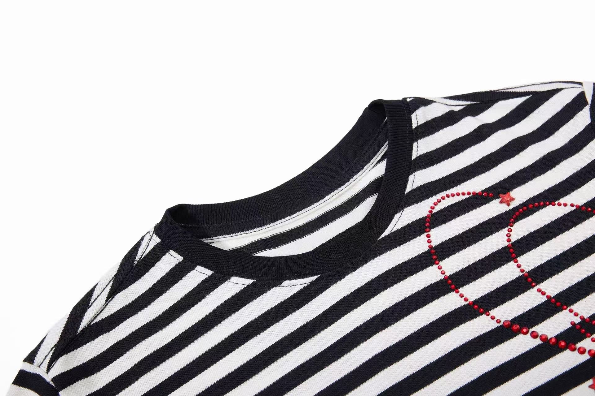 Omirad Rhinestone Stripe Tee | Gothic Script Streetwear