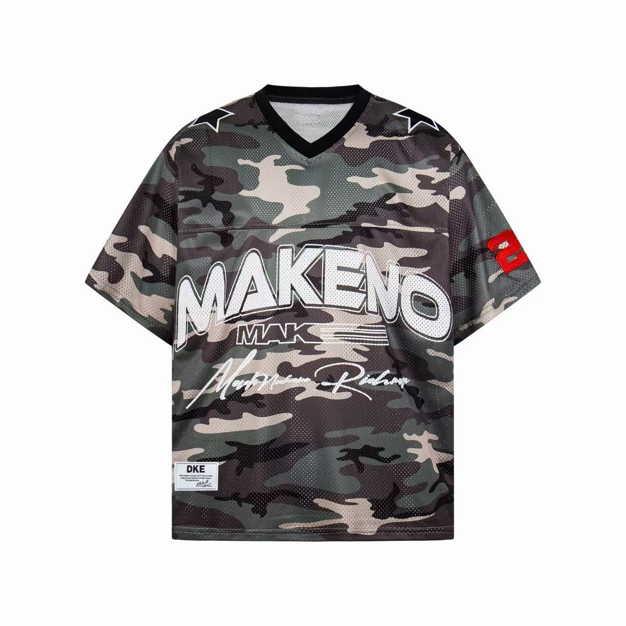Camo Mesh Football Jersey Tee | Oversized Streetwear