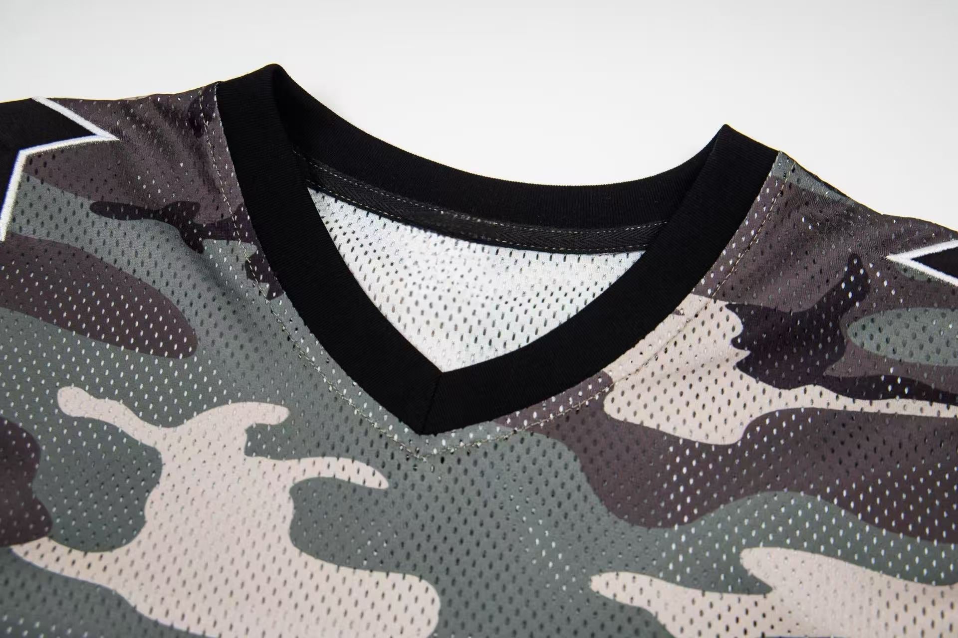 Camo Mesh Football Jersey Tee | Oversized Streetwear