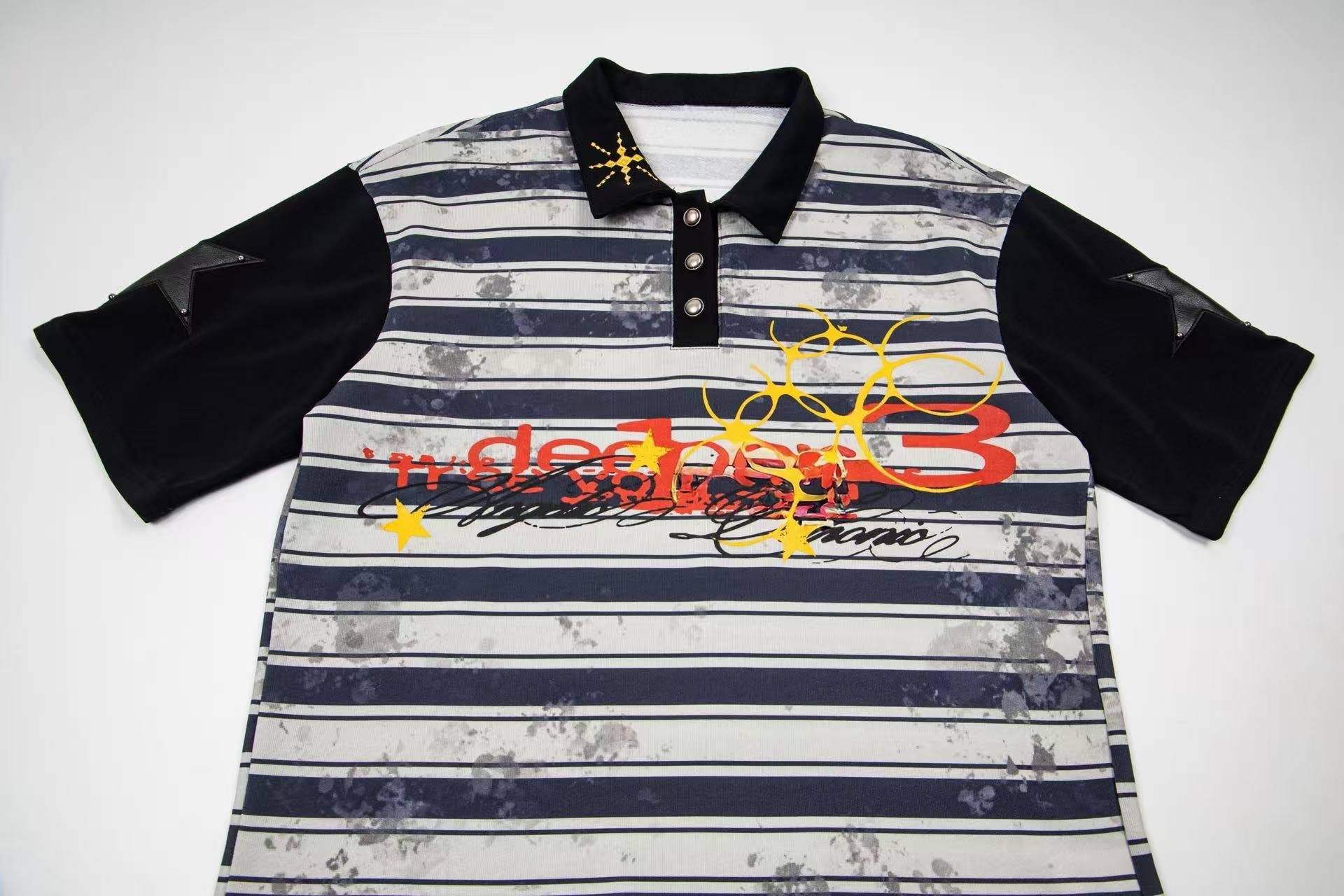 Omirad Vintage Stripe Oversized Polo Tee | Y2K Streetwear
