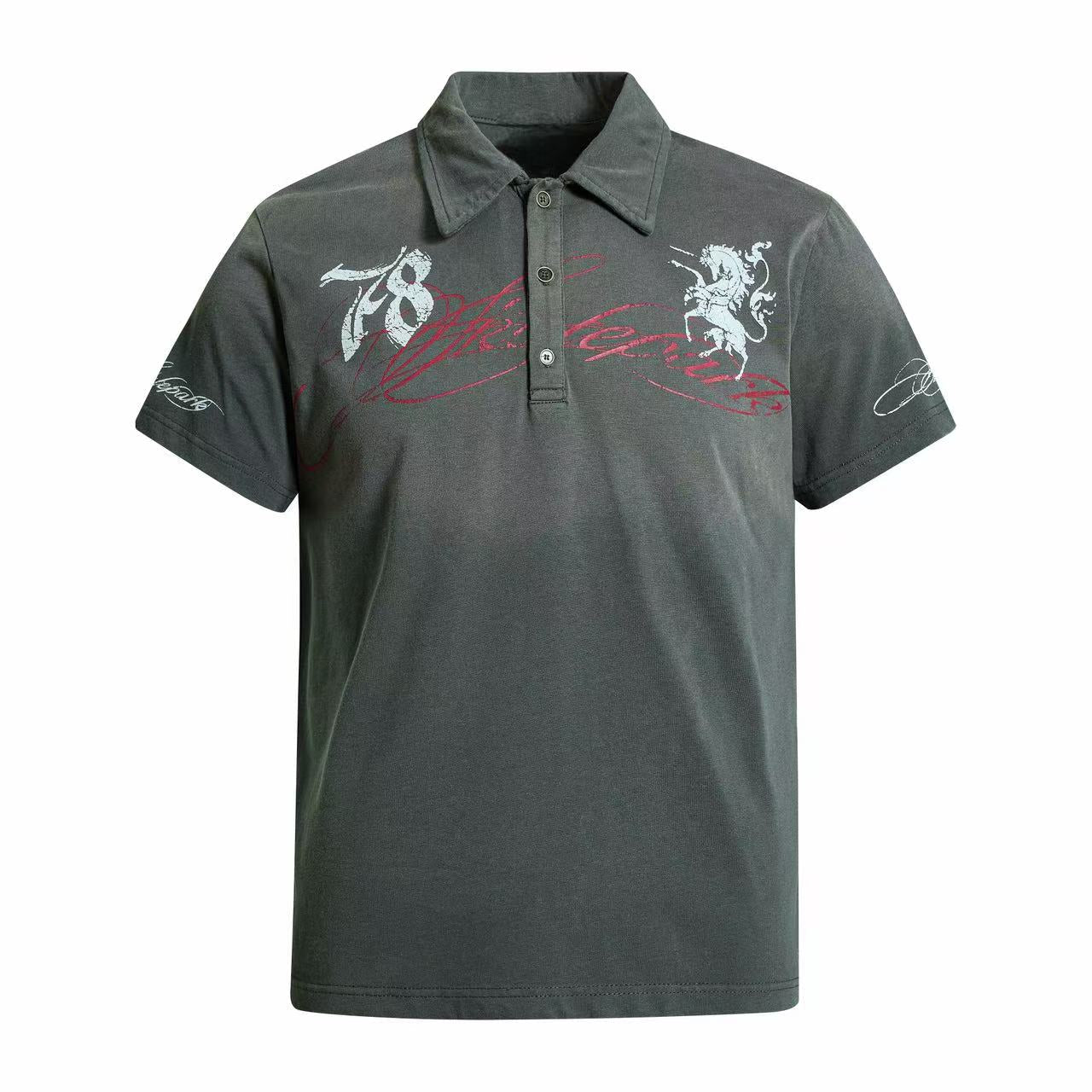 Omirad Vintage Graphic Polo Tee | Retro Streetwear Cotton Shirt