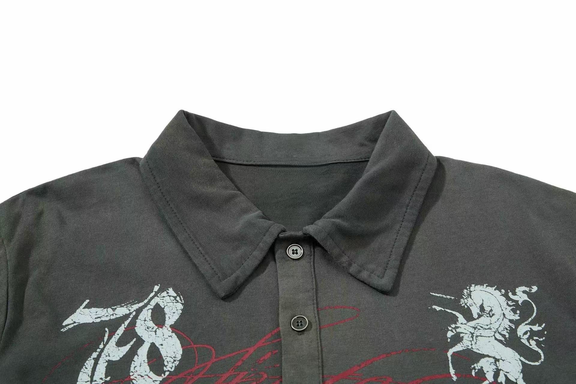 Omirad Vintage Graphic Polo Tee | Retro Streetwear Cotton Shirt