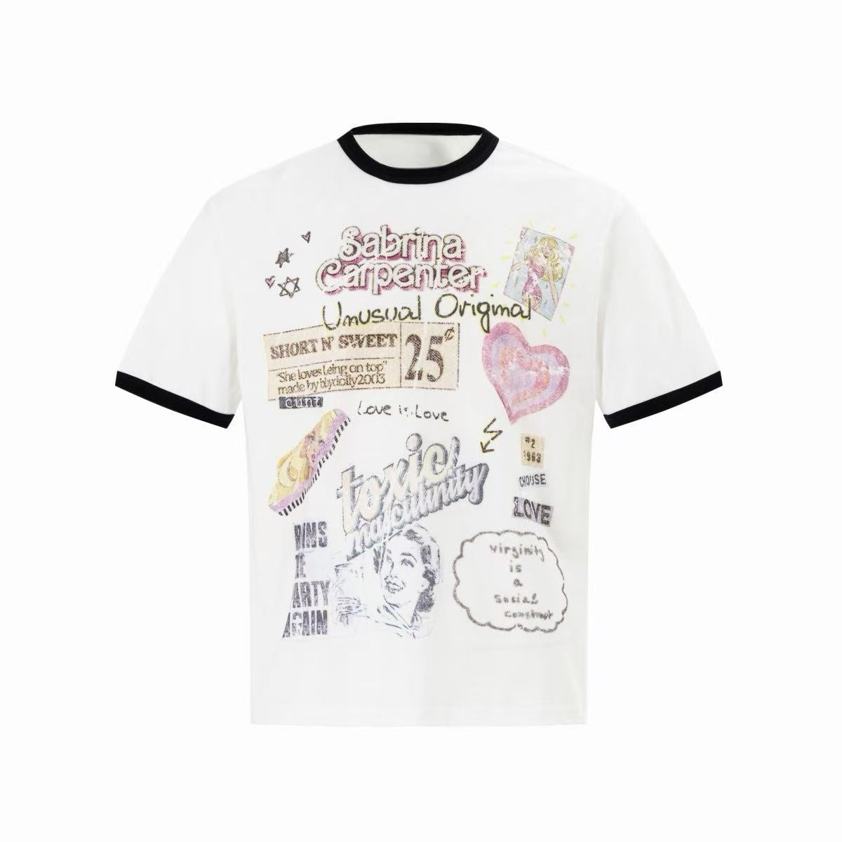 Retro Pop Graphic Ringer Tee | Y2K Streetwear Cotton T-Shirt