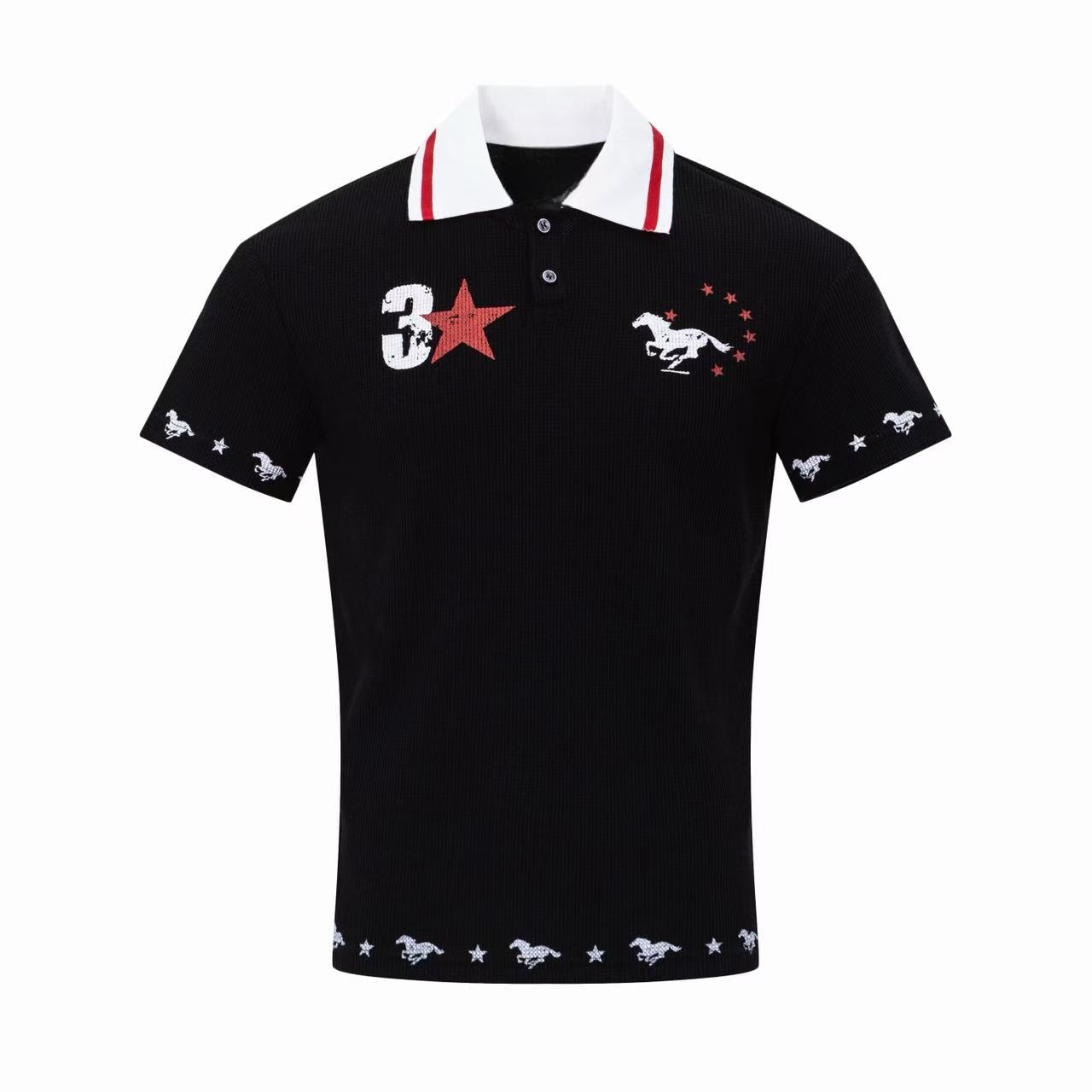 Omirad Retro Racing Polo Tee | Embroidered Mustang Graphic