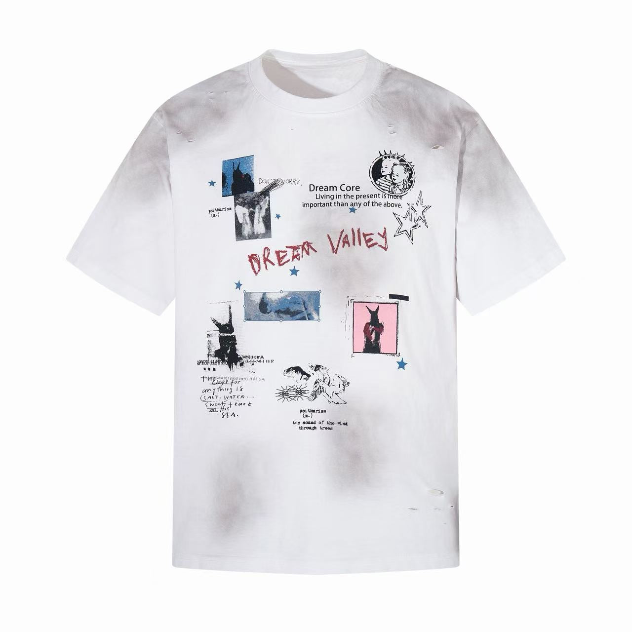 Dream Valley Distressed Collage Graphic Oversized T-Shirt