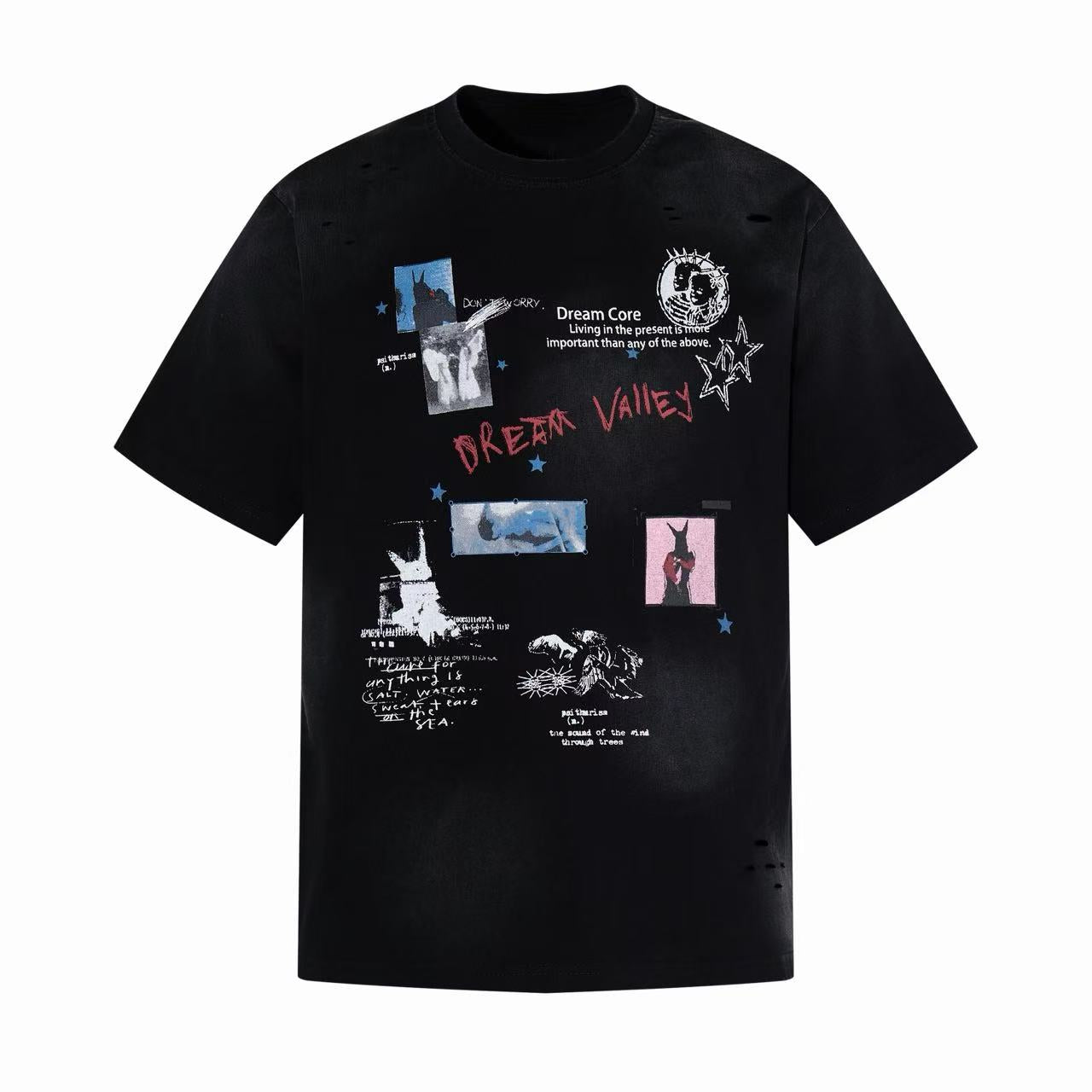 Dream Valley Distressed Collage Graphic Oversized T-Shirt