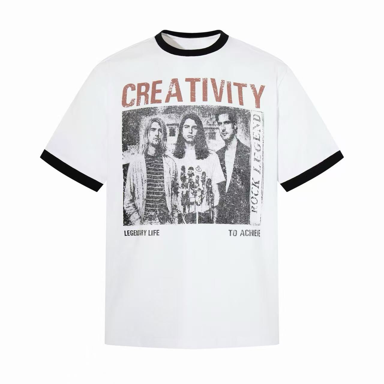 Creativity Vintage Band Graphic Ringer T-Shirt | Retro Y2K Tee